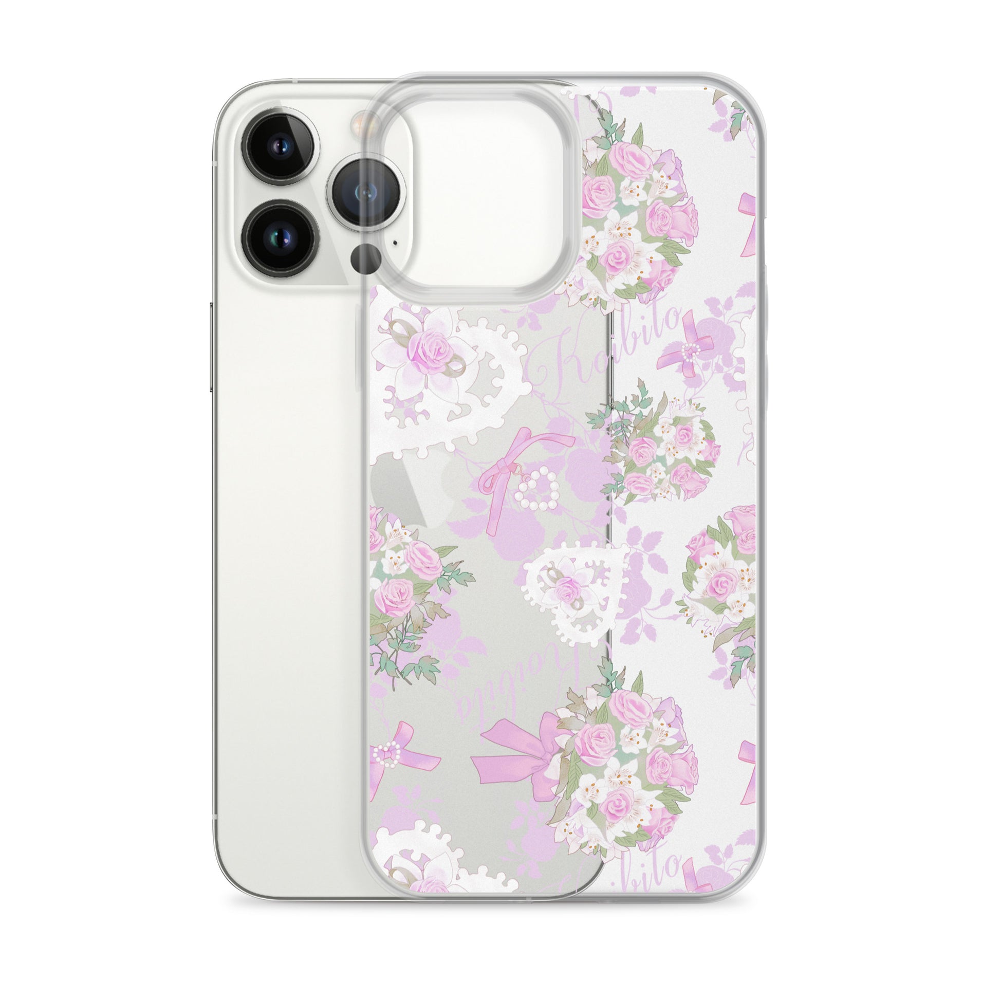 Stylish Anniversary iPhone® Clear Case featuring floral design, offering protection from scratches and easy access to ports.