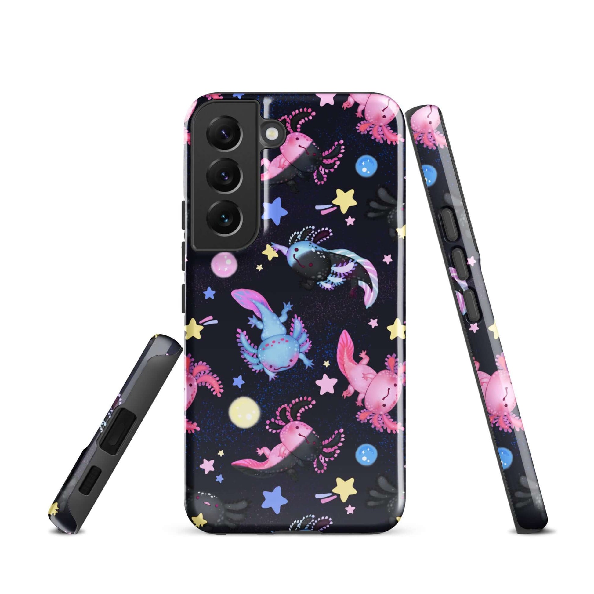 Colorful Axolotl Samsung® Tough Case showcasing a vibrant design, offering impact protection for your phone.