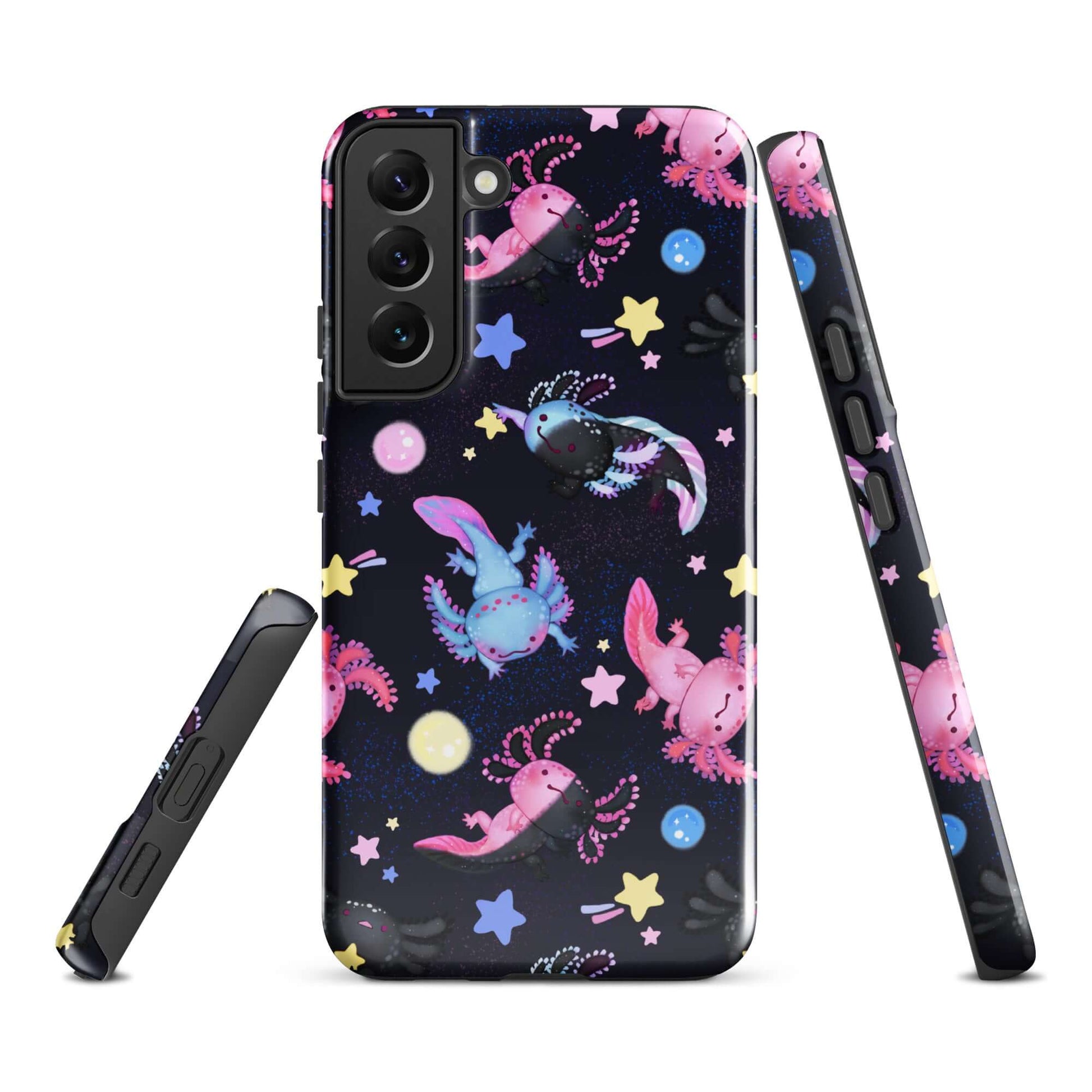 Colorful Axolotl Samsung® Tough Case featuring durable, impact-resistant design for enhanced phone protection.