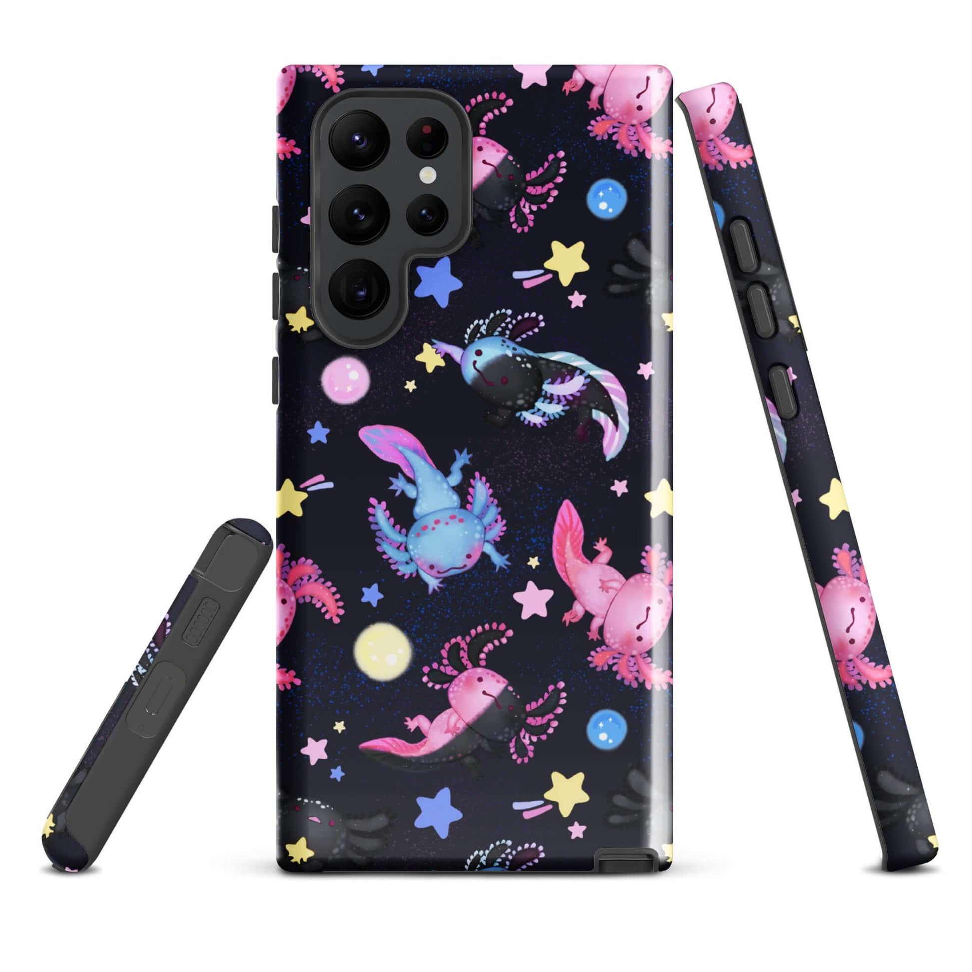 Stylish Axolotl Samsung® Tough Case with vibrant designs, offering durability and shock protection for your phone.