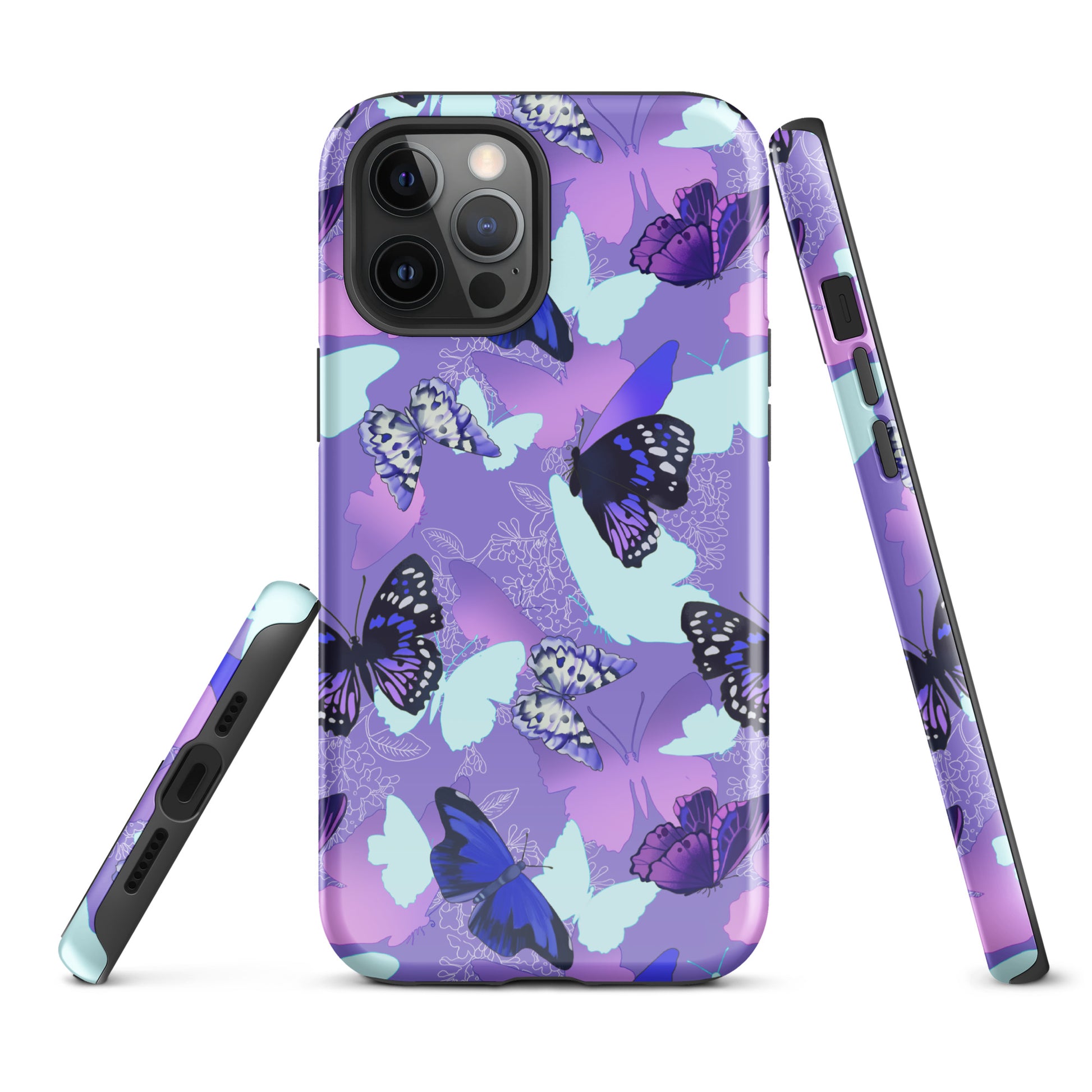 Stylish Butterfly iPhone® Tough Case features a durable dual-layer design for maximum protection and impact absorption.