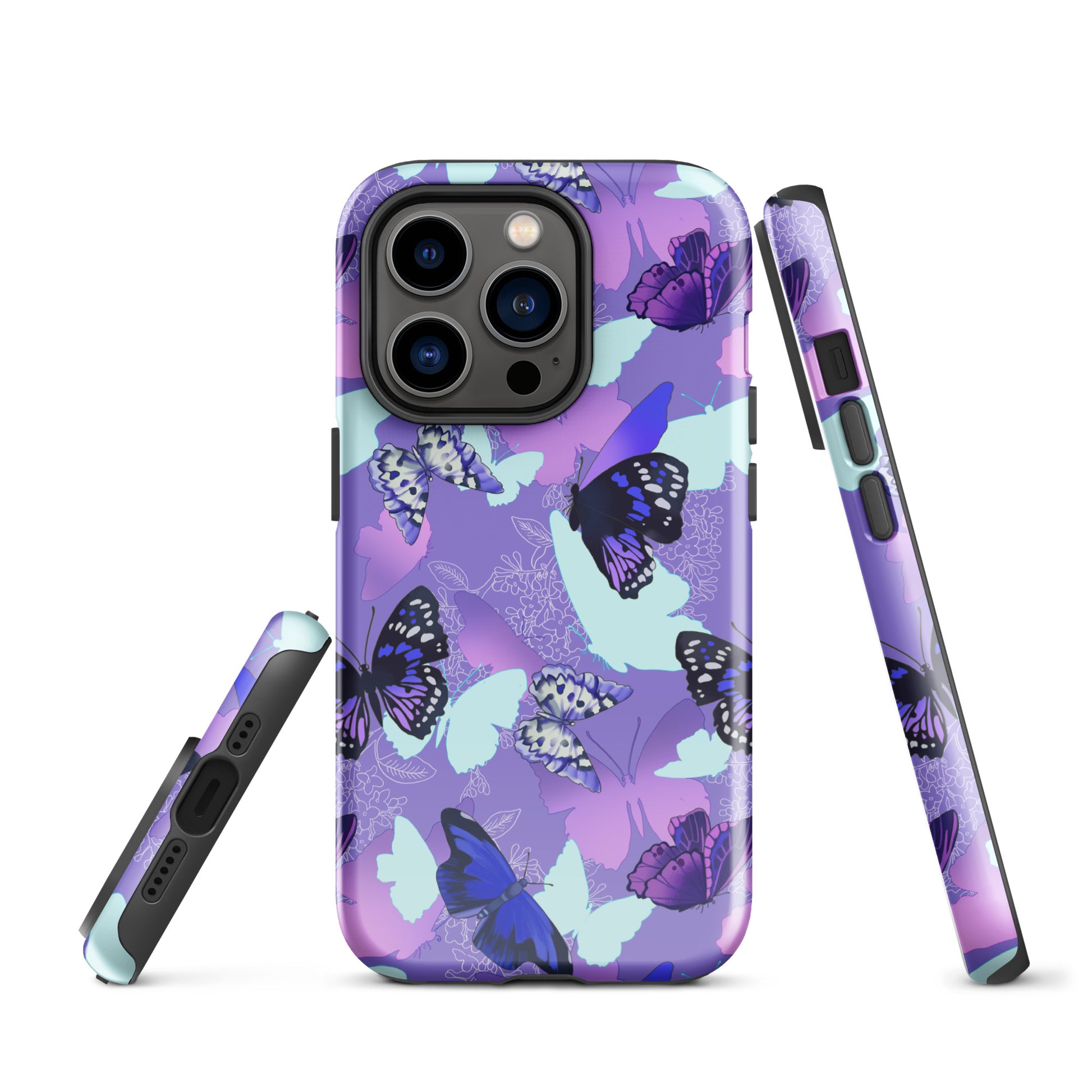 Stylish Butterfly iPhone® Tough Case with durable dual-layer design, perfect for protection and fashion year-round.