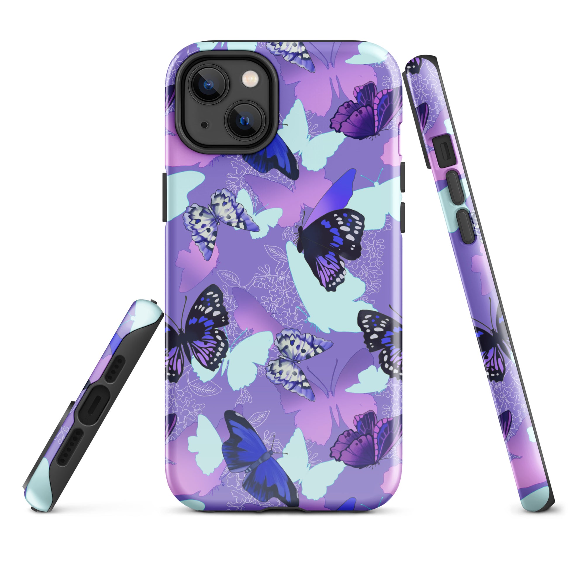 Stylish Butterfly iPhone® Tough Case with durable, dual-layer design for ultimate protection and impact absorption.