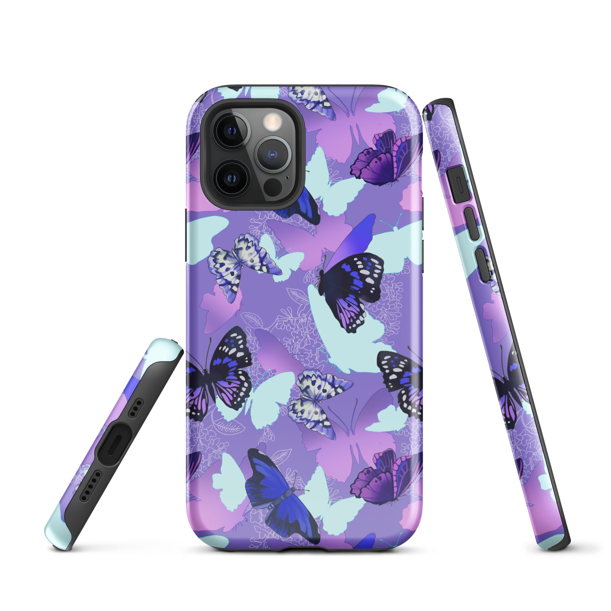 Stylish Butterfly iPhone® Tough Case featuring a vibrant butterfly design for ultimate phone protection and fashion.