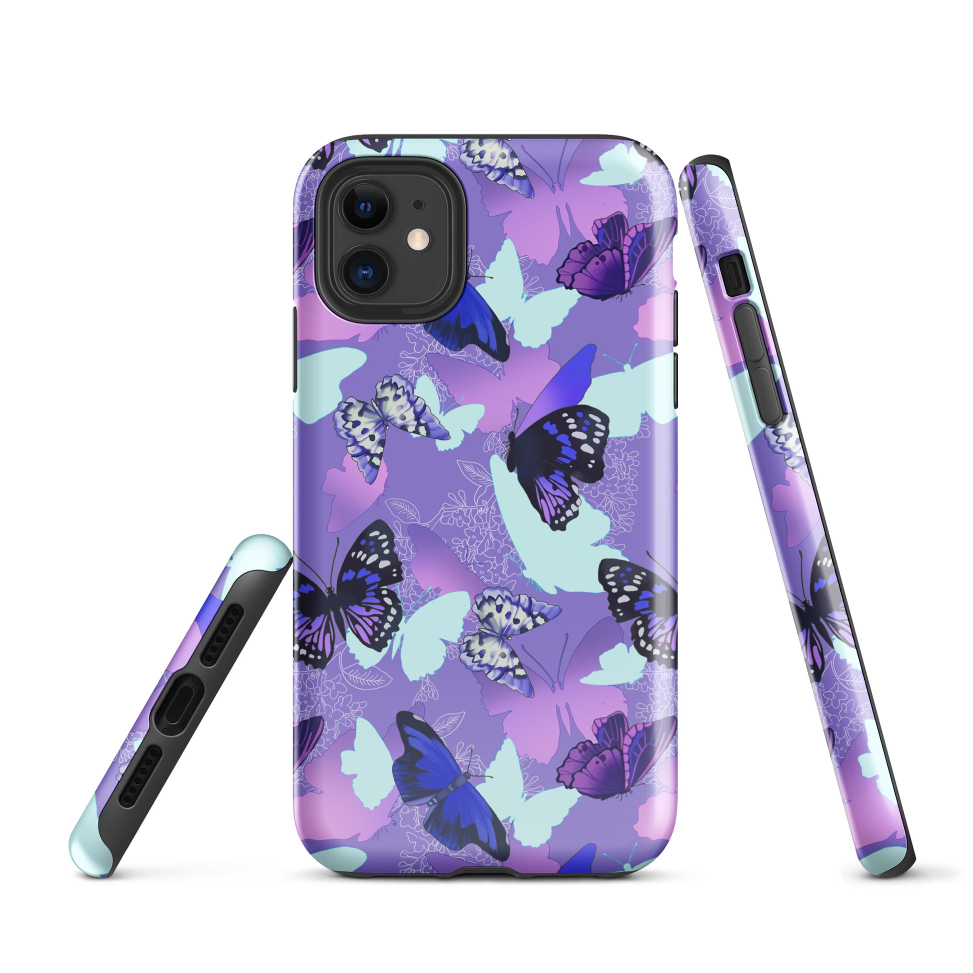 Stylish Butterfly iPhone® Tough Case features durable dual-layer protection in a vibrant butterfly design.