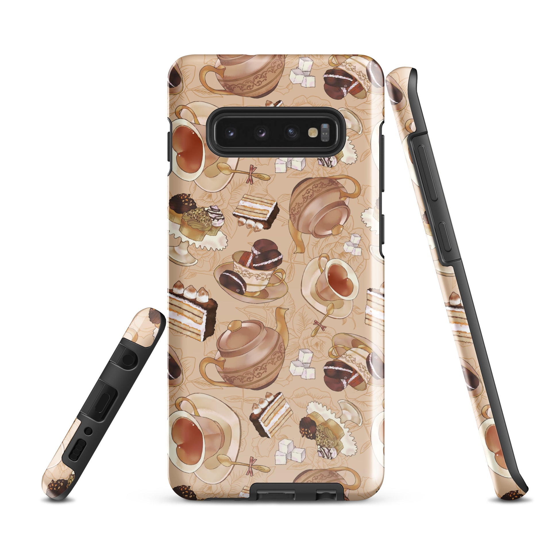 Café Samsung® Tough Case features a stylish design with coffee and dessert motifs, perfect for any aesthetic.