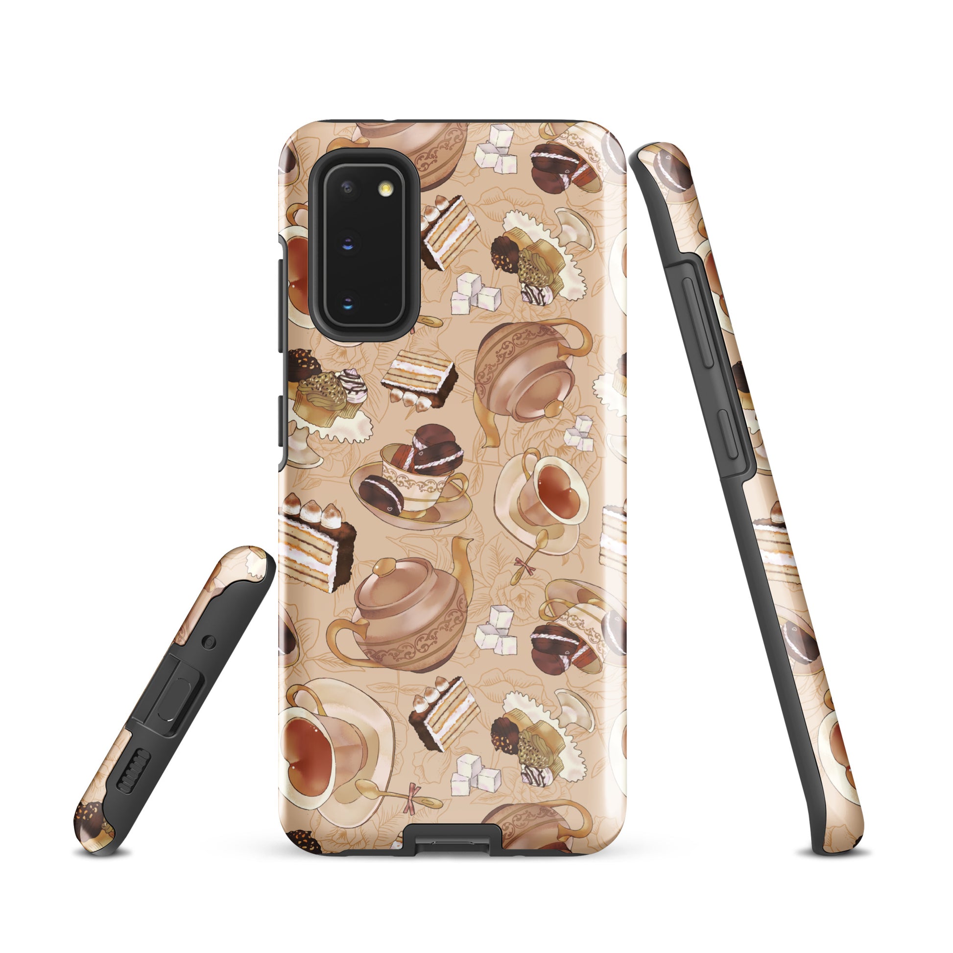 Stylish Café Samsung® Tough Case featuring a coffee theme, perfect for protection and aesthetics. Available in latte and black.