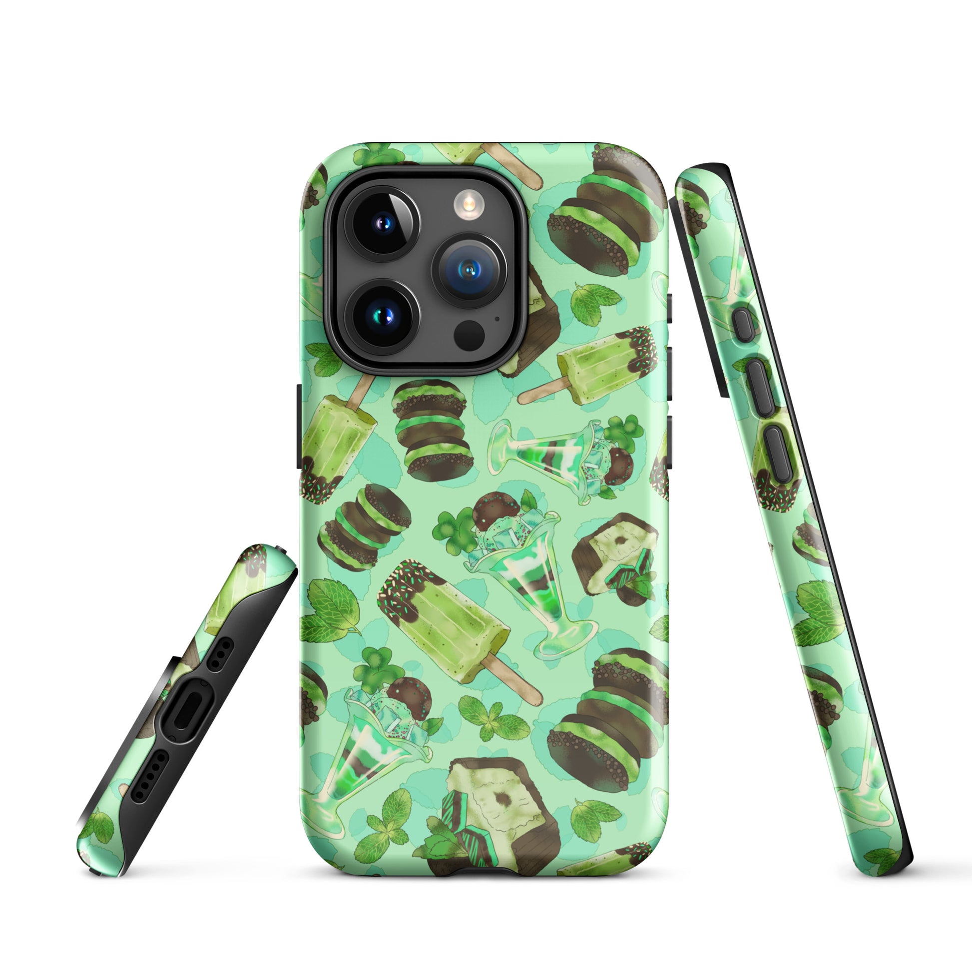 Choco Mint iPhone® Tough Case features a stylish design with dual-layer protection for your phone's safety.