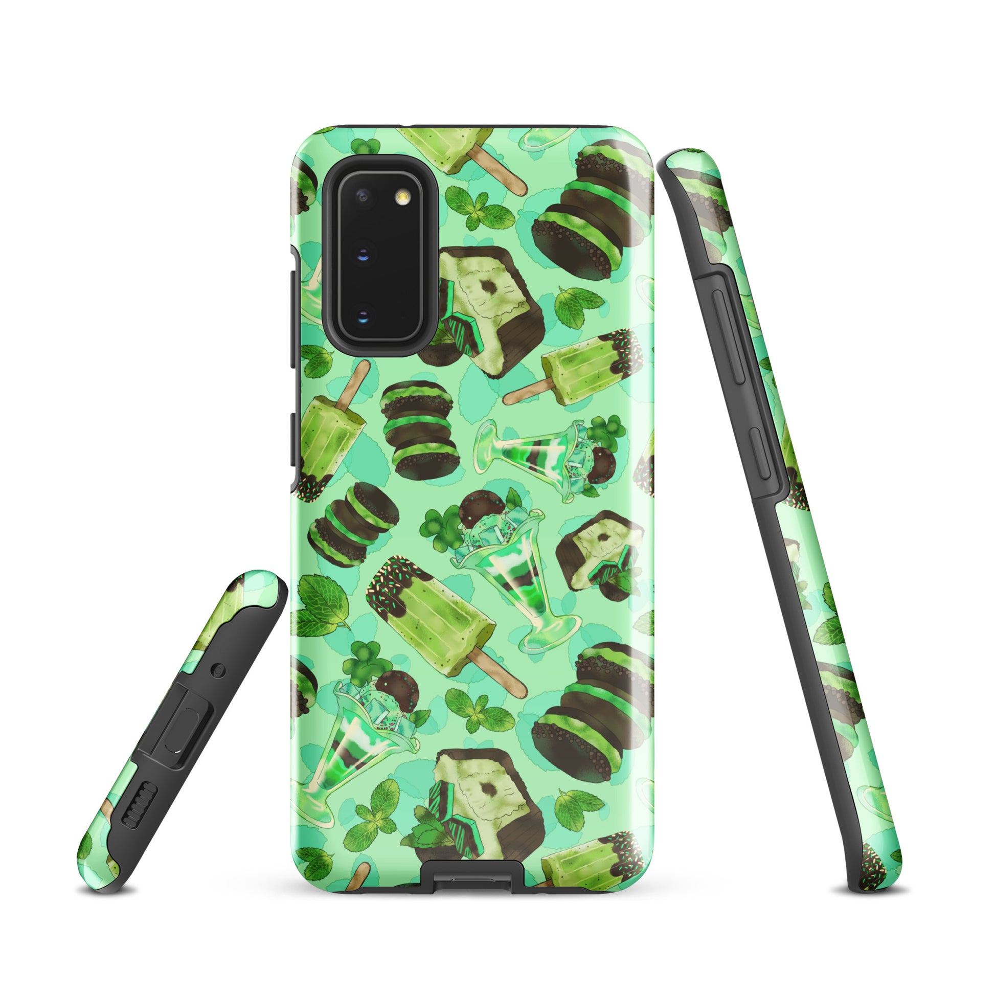 Choco Mint Samsung® Tough Case featuring a vibrant mint and chocolate design, combining style and durability for protection.