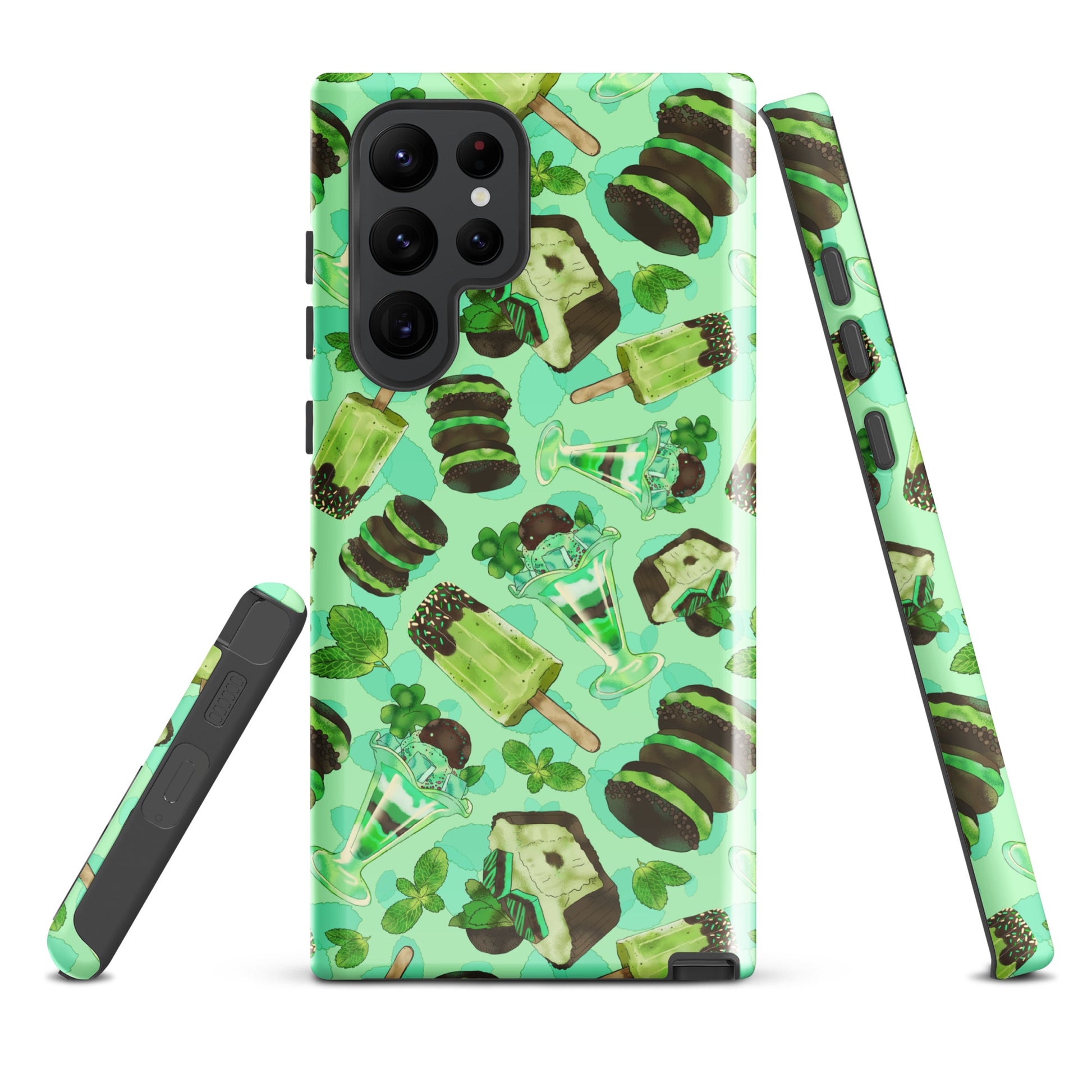 Choco Mint Samsung® Tough Case showcases a vibrant design, ensuring style and protection for your device.