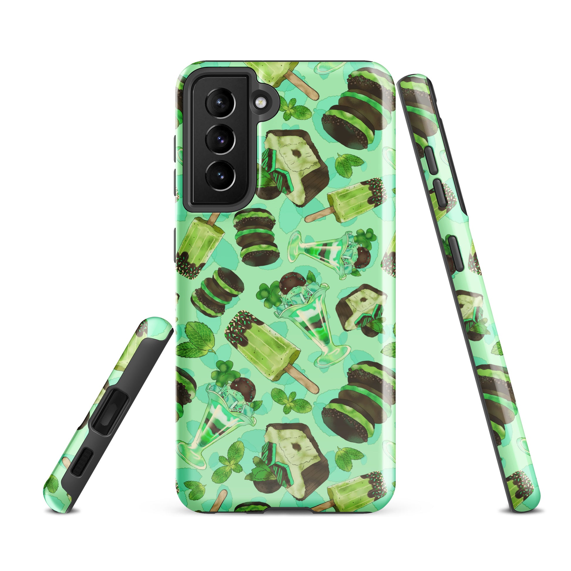 Choco Mint Samsung® Tough Case featuring a vibrant design that protects your phone while adding style and durability.