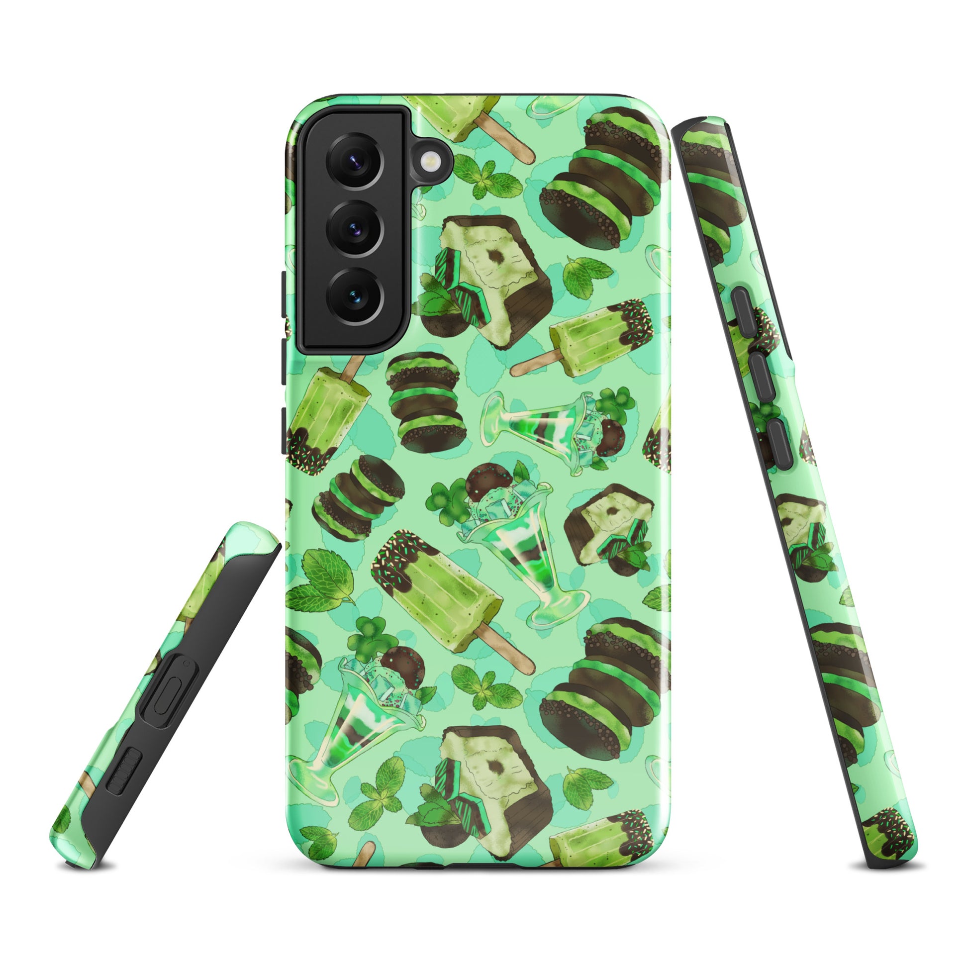 Choco Mint Samsung® Tough Case showcases a vibrant mint pattern, blending style with durability for ultimate phone protection.