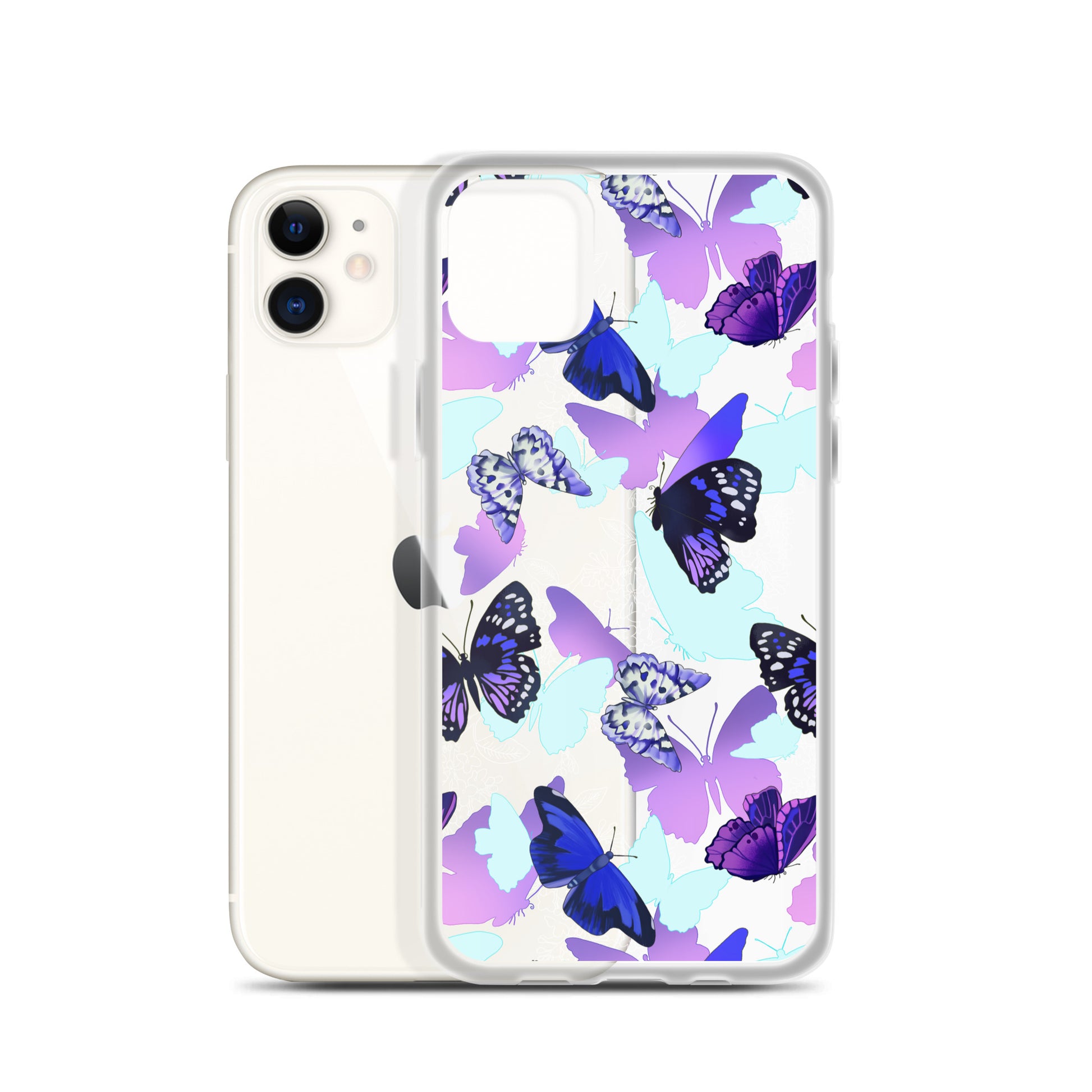 Butterfly iPhone® Clear Case features a colorful butterfly design, ensuring style and protection for your device.
