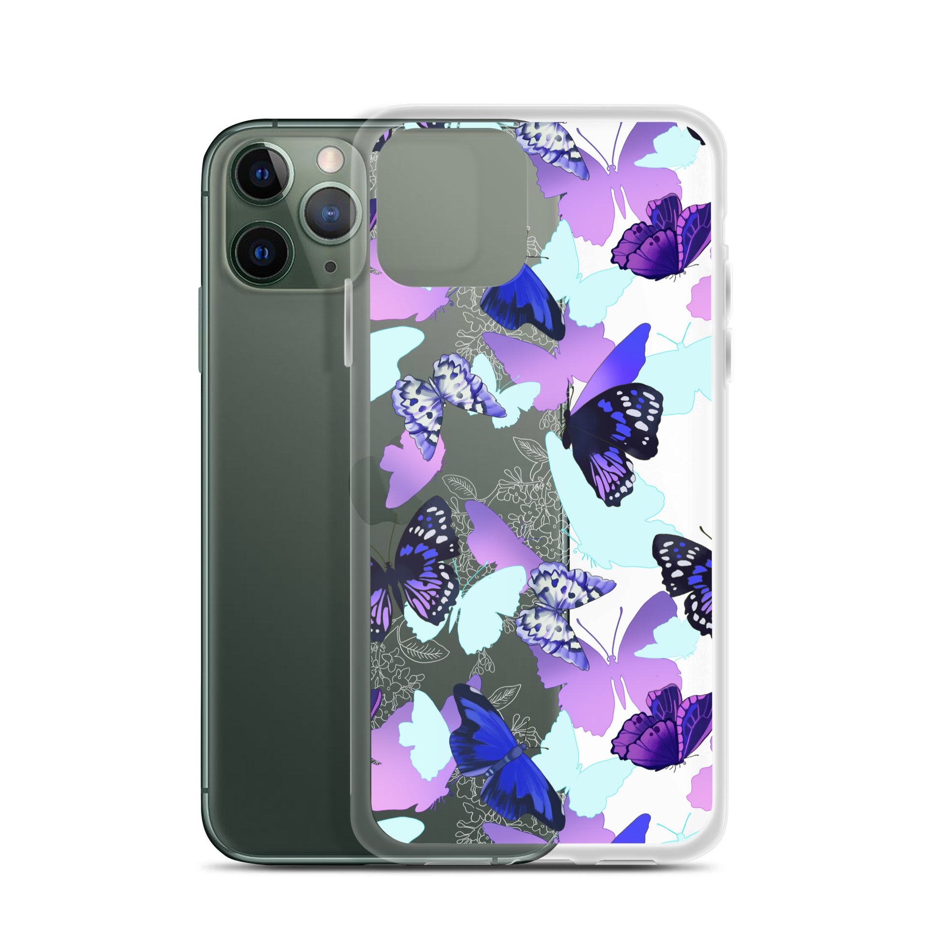 Stylish Butterfly iPhone® Clear Case offers protection from scratches and dirt, featuring a flexible design and vibrant prints.