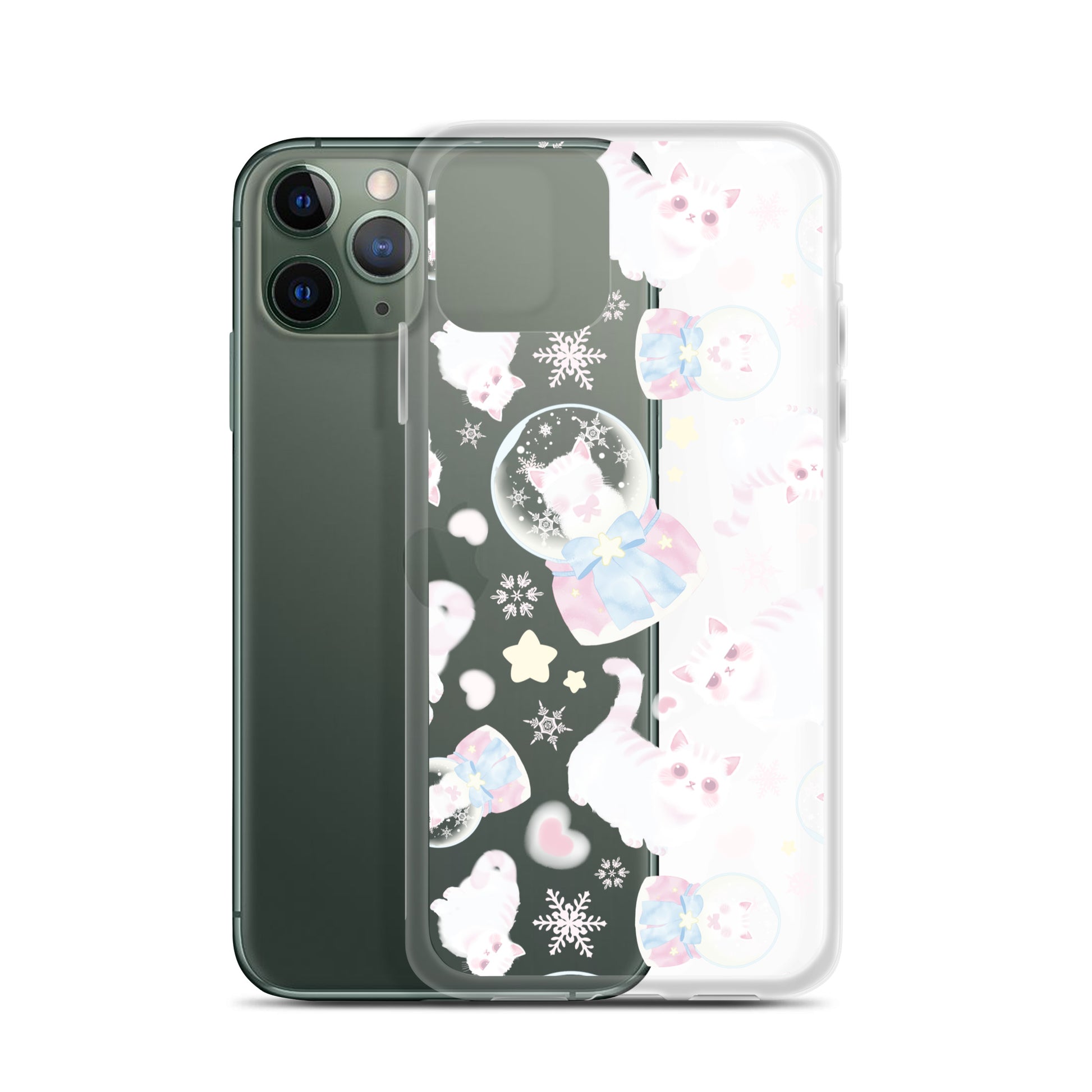 Protect your iPhone® stylishly with the Snow Kitten iPhone® Clear Case, featuring a sleek design and flexible fit.