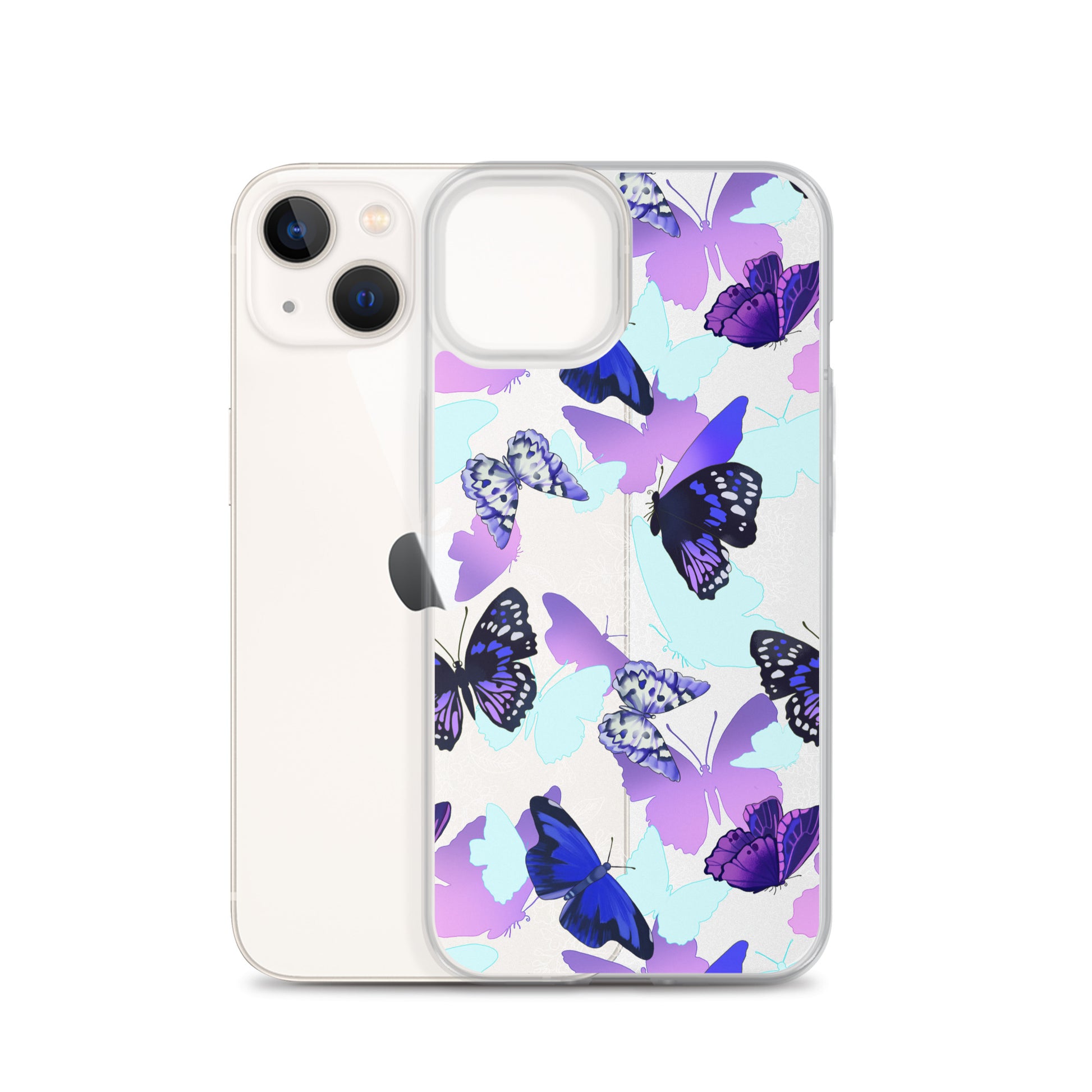 Protect your phone stylishly with the Butterfly iPhone® Clear Case, featuring vibrant butterfly designs and a sleek finish.
