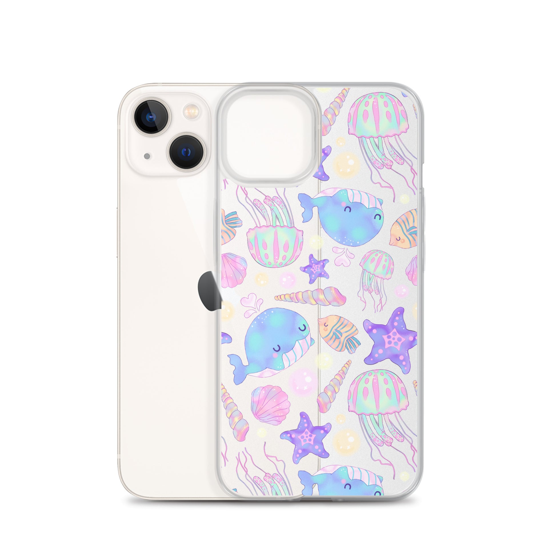 Stylish Under the Sea iPhone® Clear Case features vibrant ocean designs and offers protection from scratches and dirt.