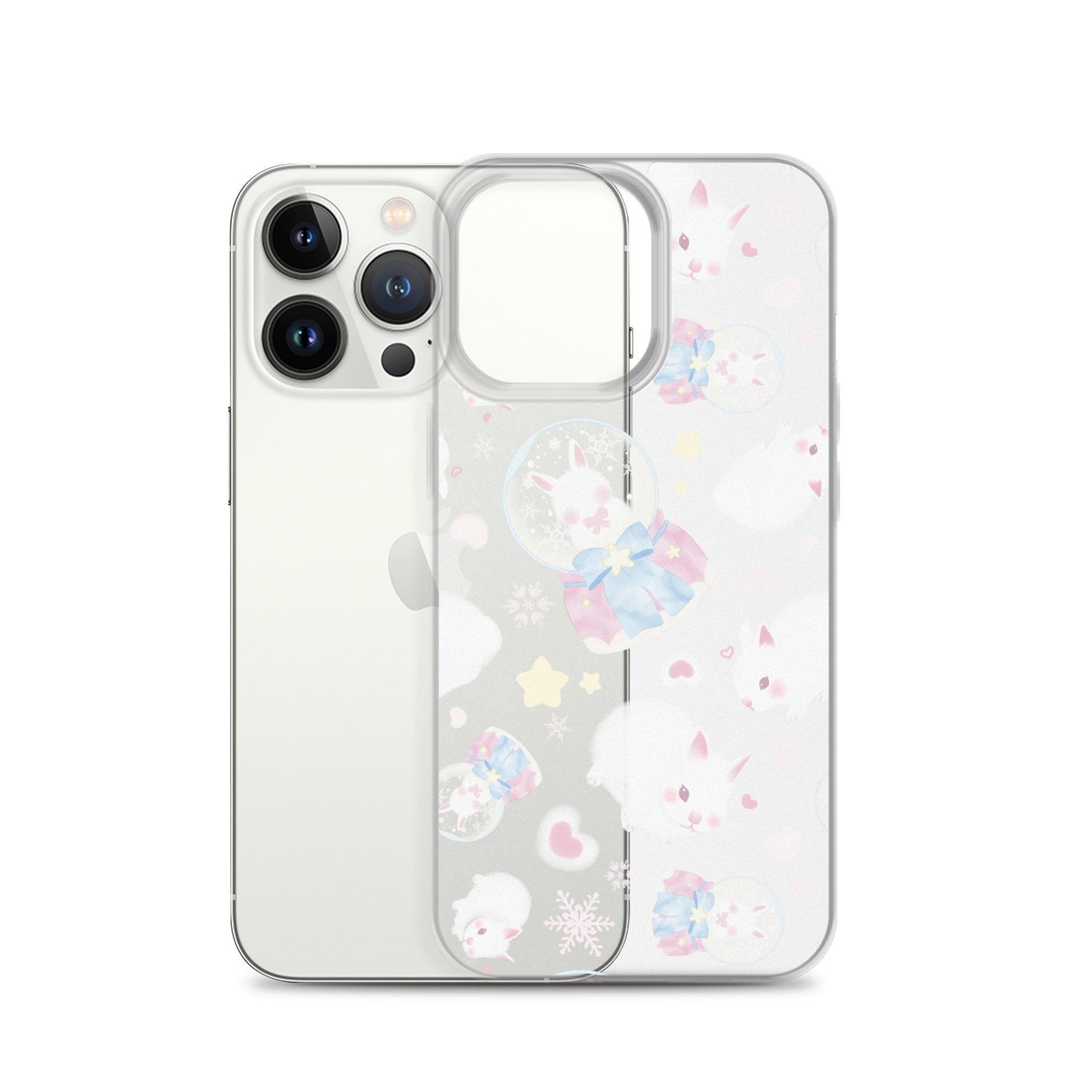 Protect your iPhone® with the stylish Snow Bunny iPhone® Clear Case, featuring a durable design and cute bunny print.