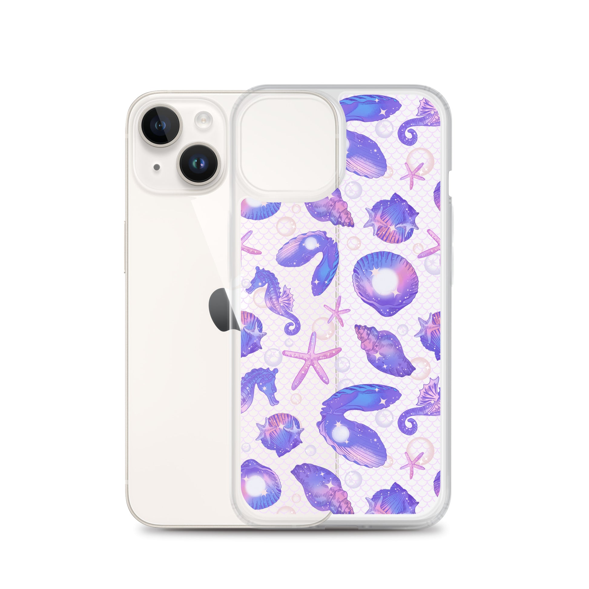 Sleek Sea Princess iPhone® Clear Case featuring ocean-themed designs, offering superior protection against scratches and dirt.