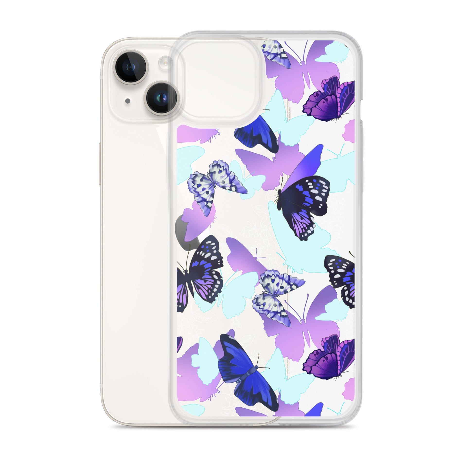 Stylishly protect your phone with the Butterfly iPhone® Clear Case, featuring vibrant butterfly patterns and flexible design.
