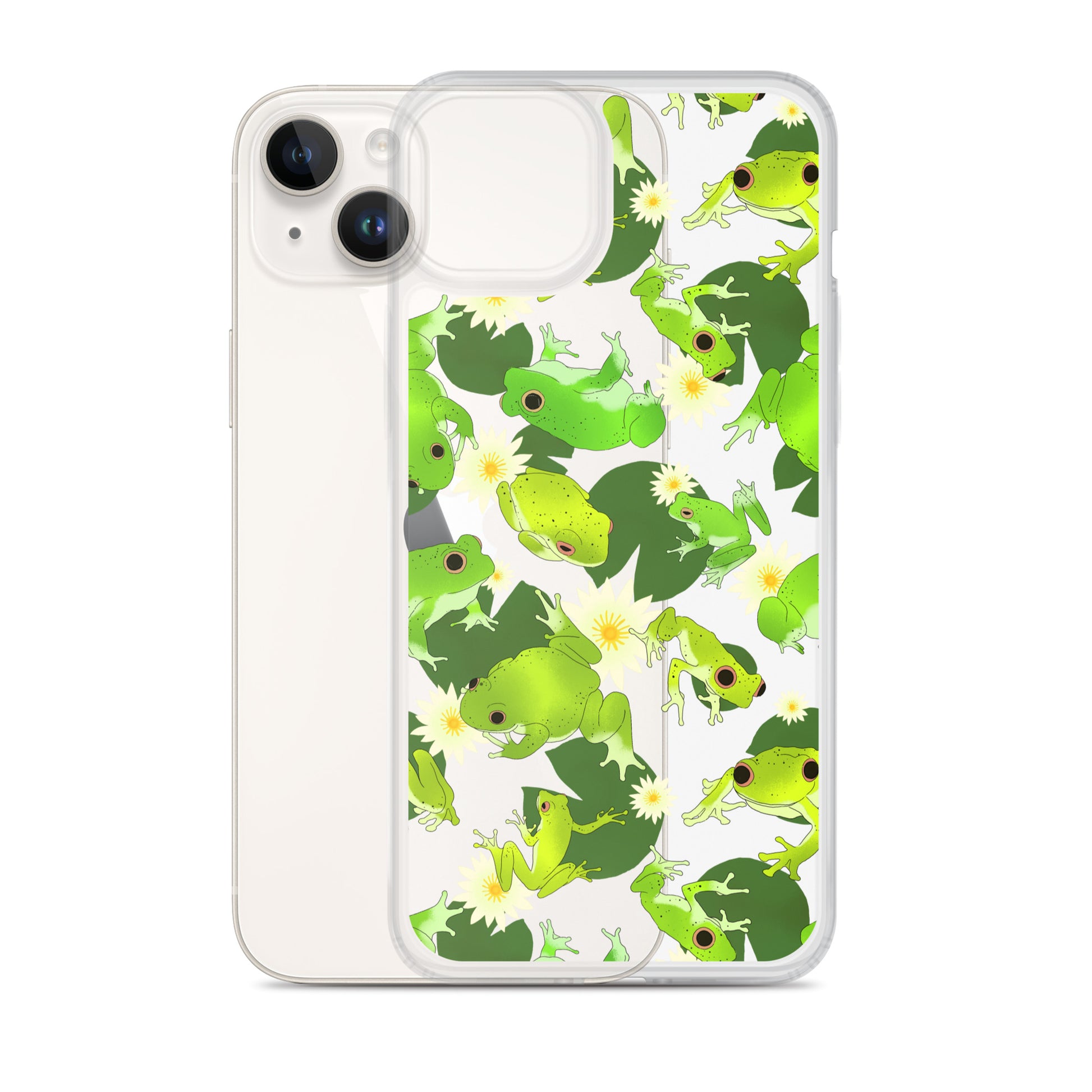 Kero-kero iPhone® Clear Case features vibrant frog designs, offering stylish protection for your device.