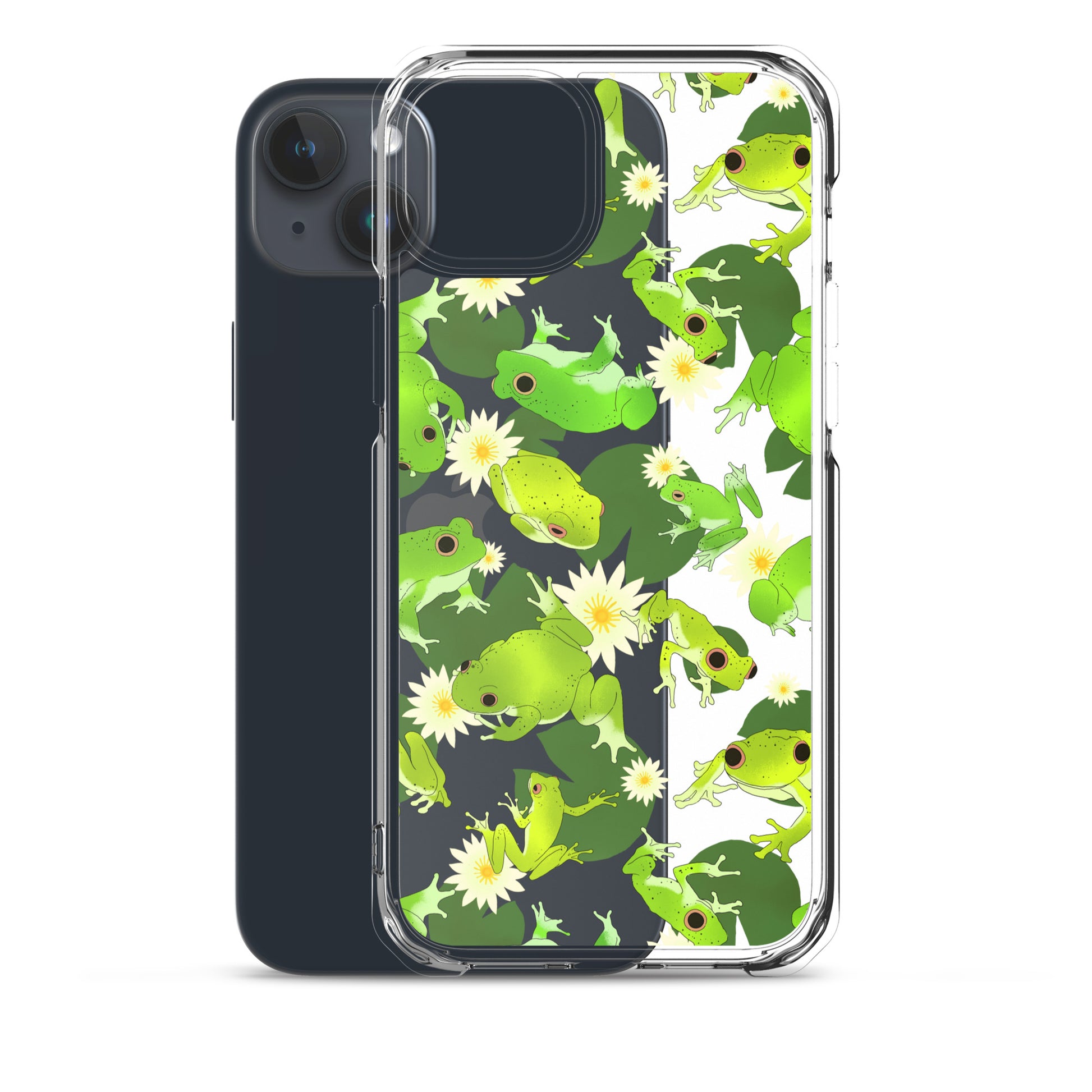 Kero-kero iPhone® Clear Case featuring vibrant frog designs, offering style and protection for your device.