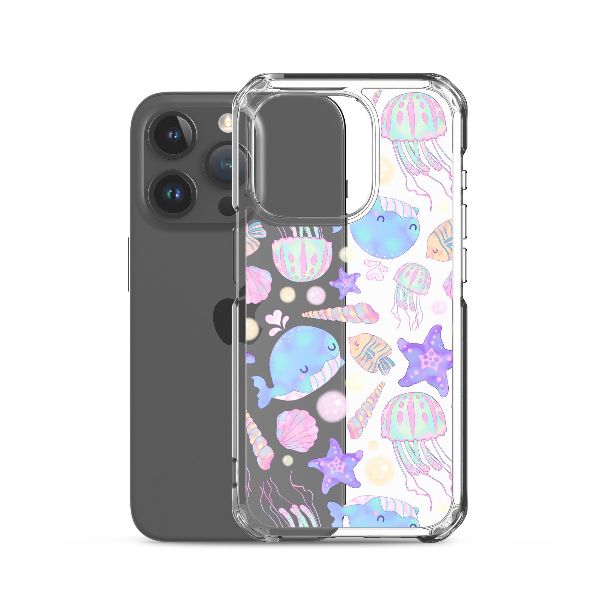 Bright and colorful Under the Sea iPhone® Clear Case, featuring marine designs for stylish protection and easy access.