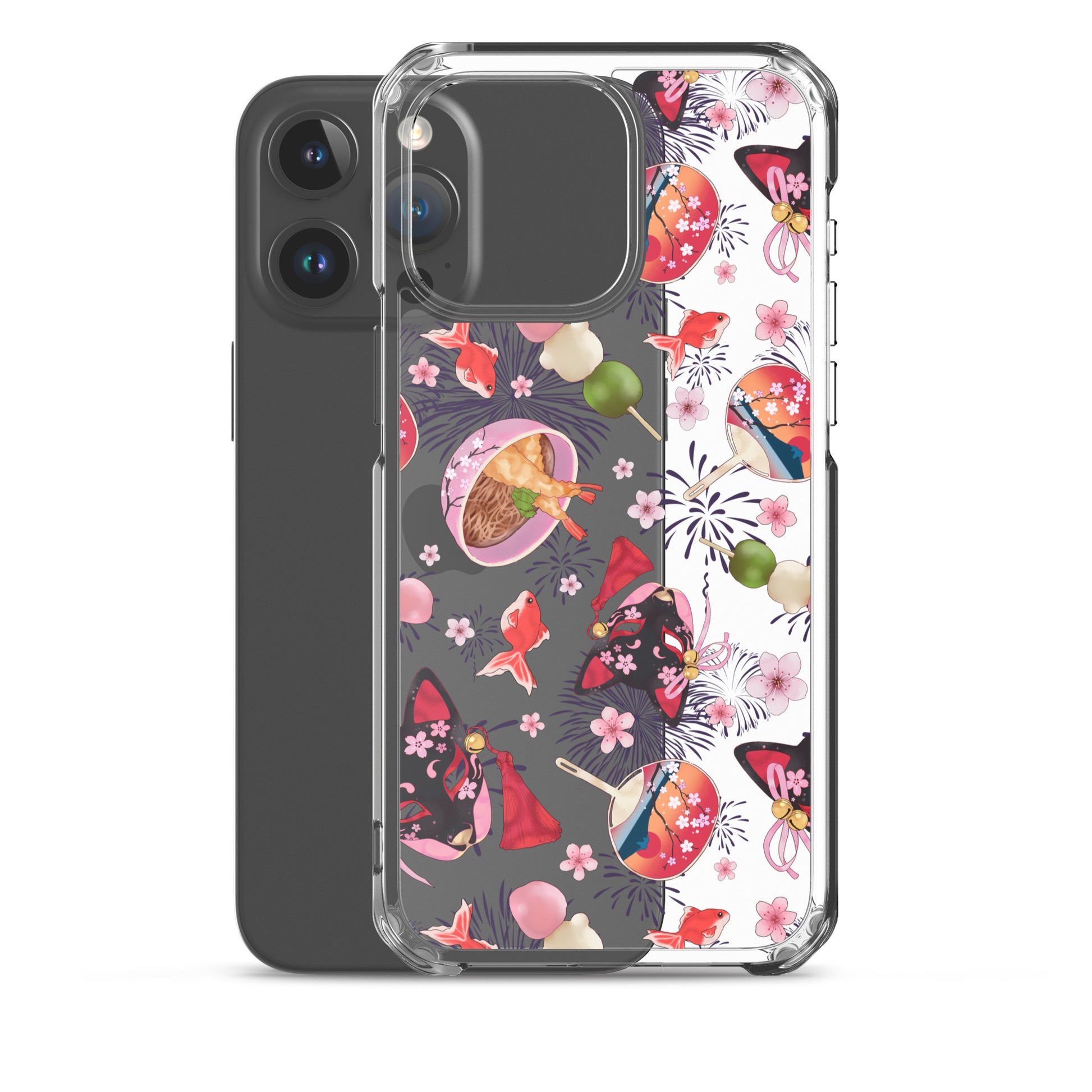 Stylish Matsuri iPhone® Clear Case with protective polycarbonate back and flexible sides for easy handling.
