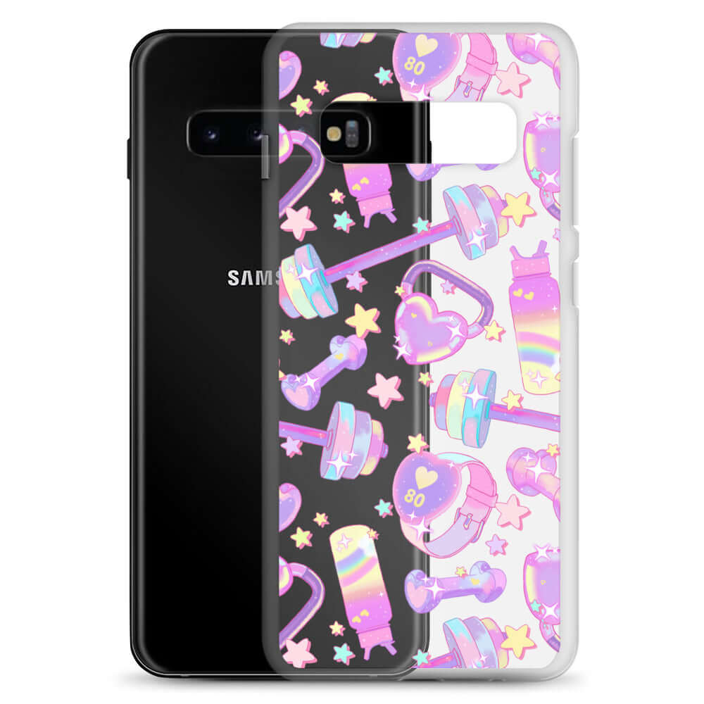 Colorful Glitter Gains Samsung® Clear Case showcasing fun designs, offering excellent protection for your Galaxy S10.