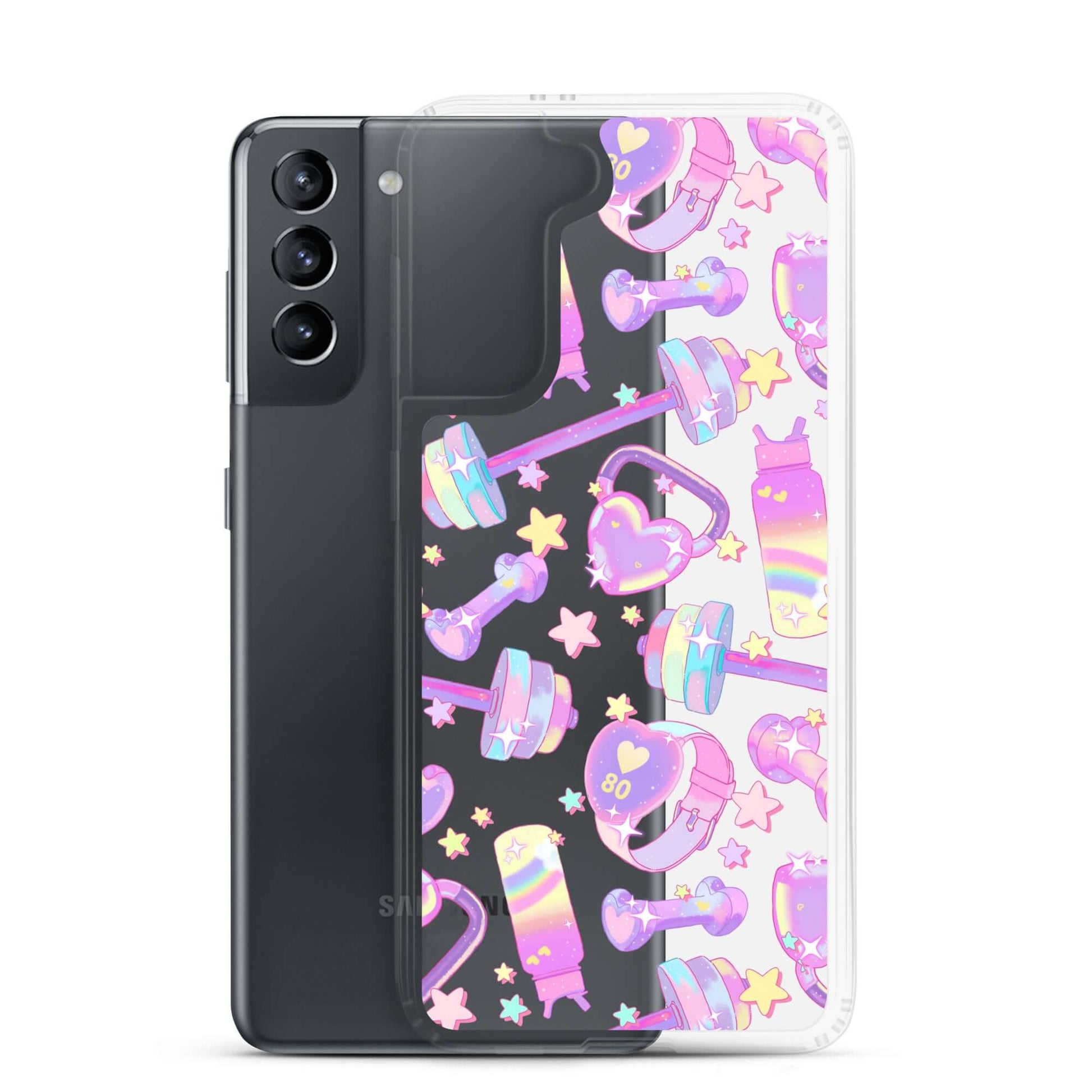 Glitter Gains Samsung® Clear Case showcases a colorful design, protecting your phone from scratches and dirt.