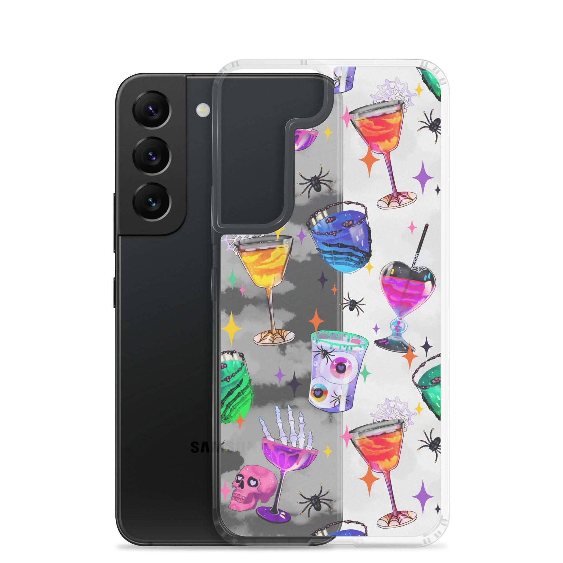 Colorful Monster Party Samsung® Clear Case showcasing vibrant designs, protecting your device with style and durability.