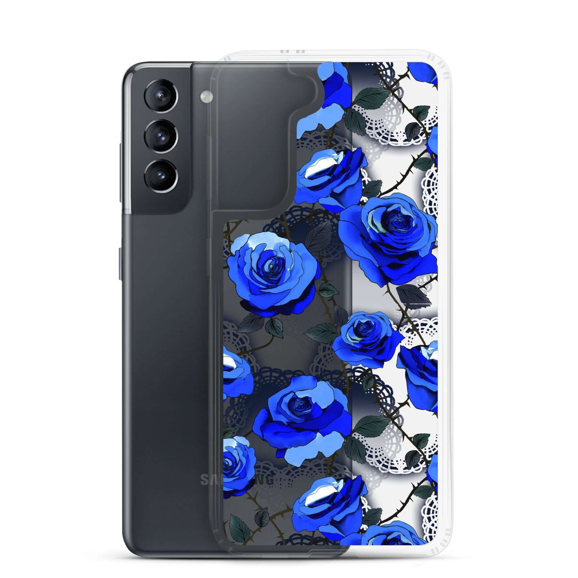 Protect your phone stylishly with the Enchanted Rose Samsung® Clear Case (Transparent), featuring a sleek design.