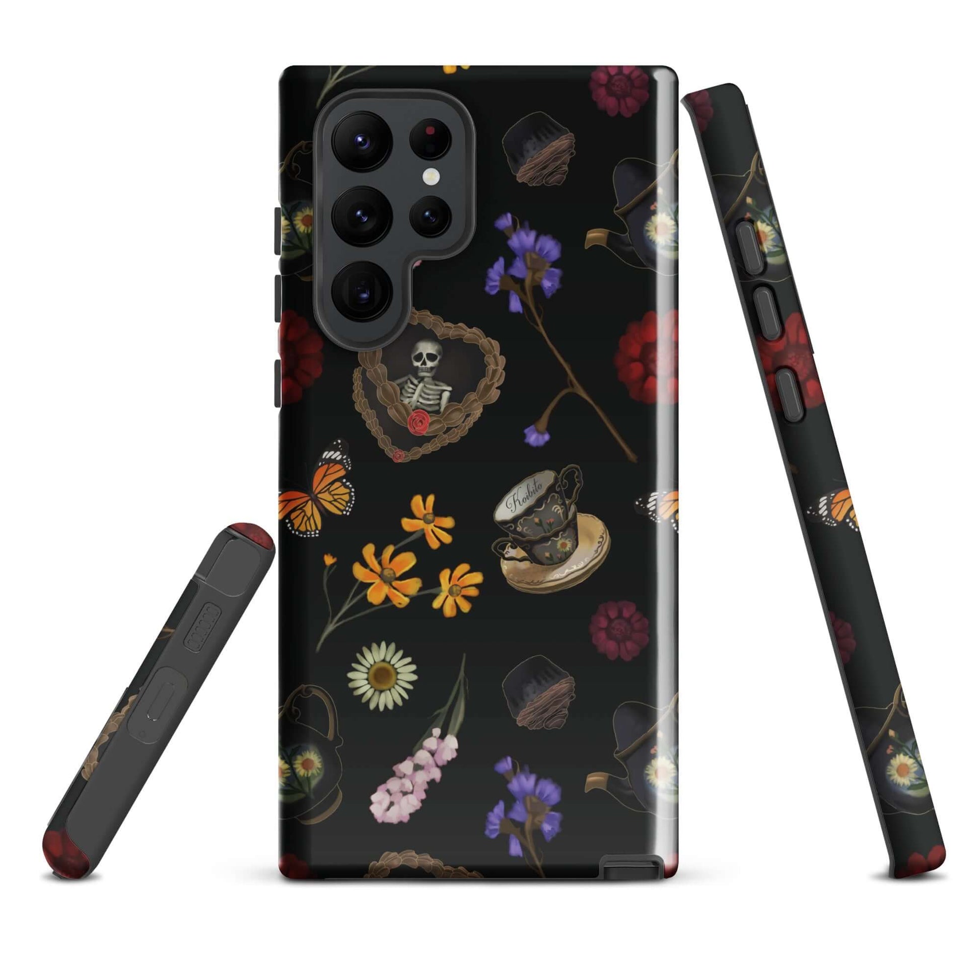 Stylish Gothic Tea Time Samsung® Tough Case featuring floral and skull designs, perfect for protection and art.