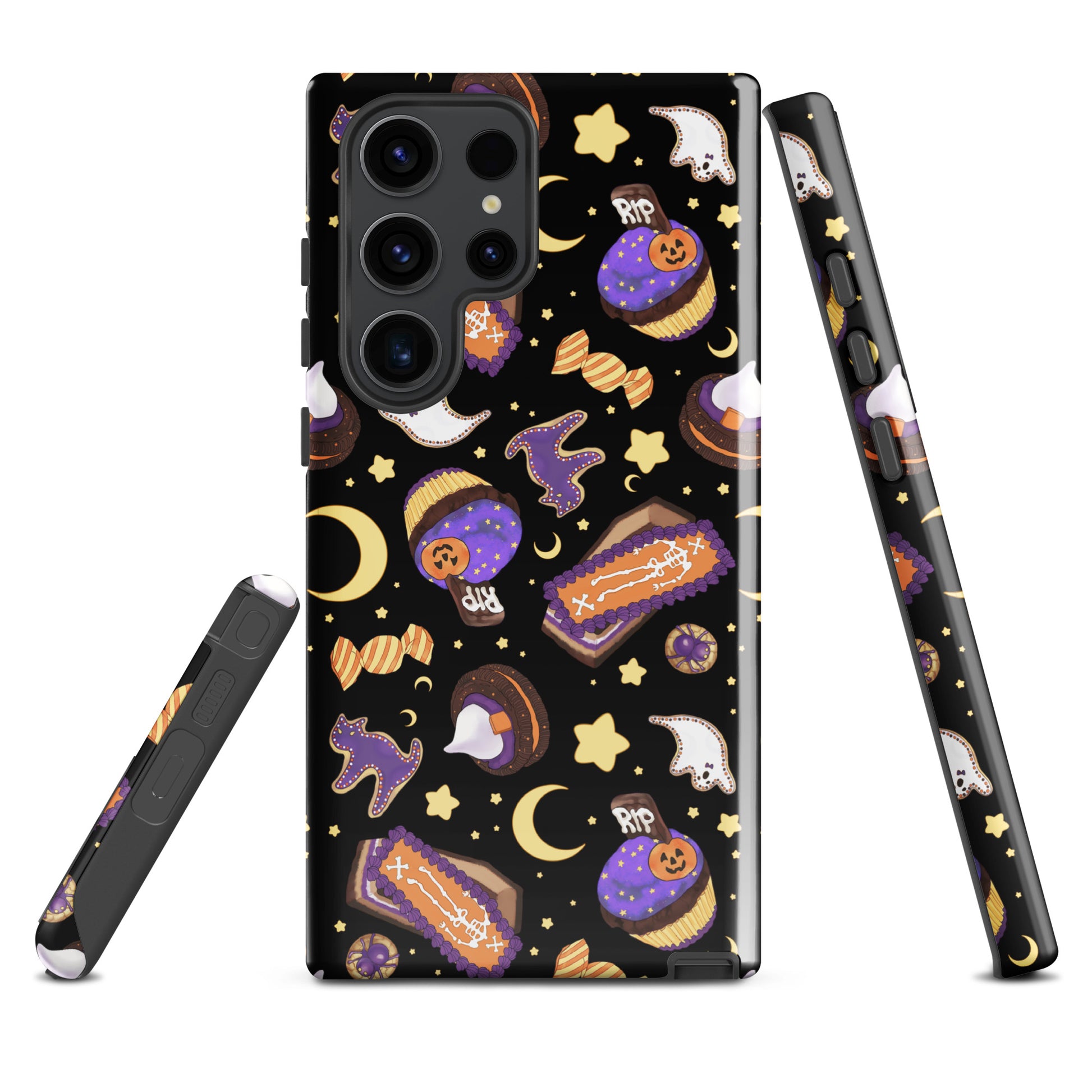 Stylish Halloween Treat Samsung® Tough Case featuring spooky designs, ensuring durability and phone protection.