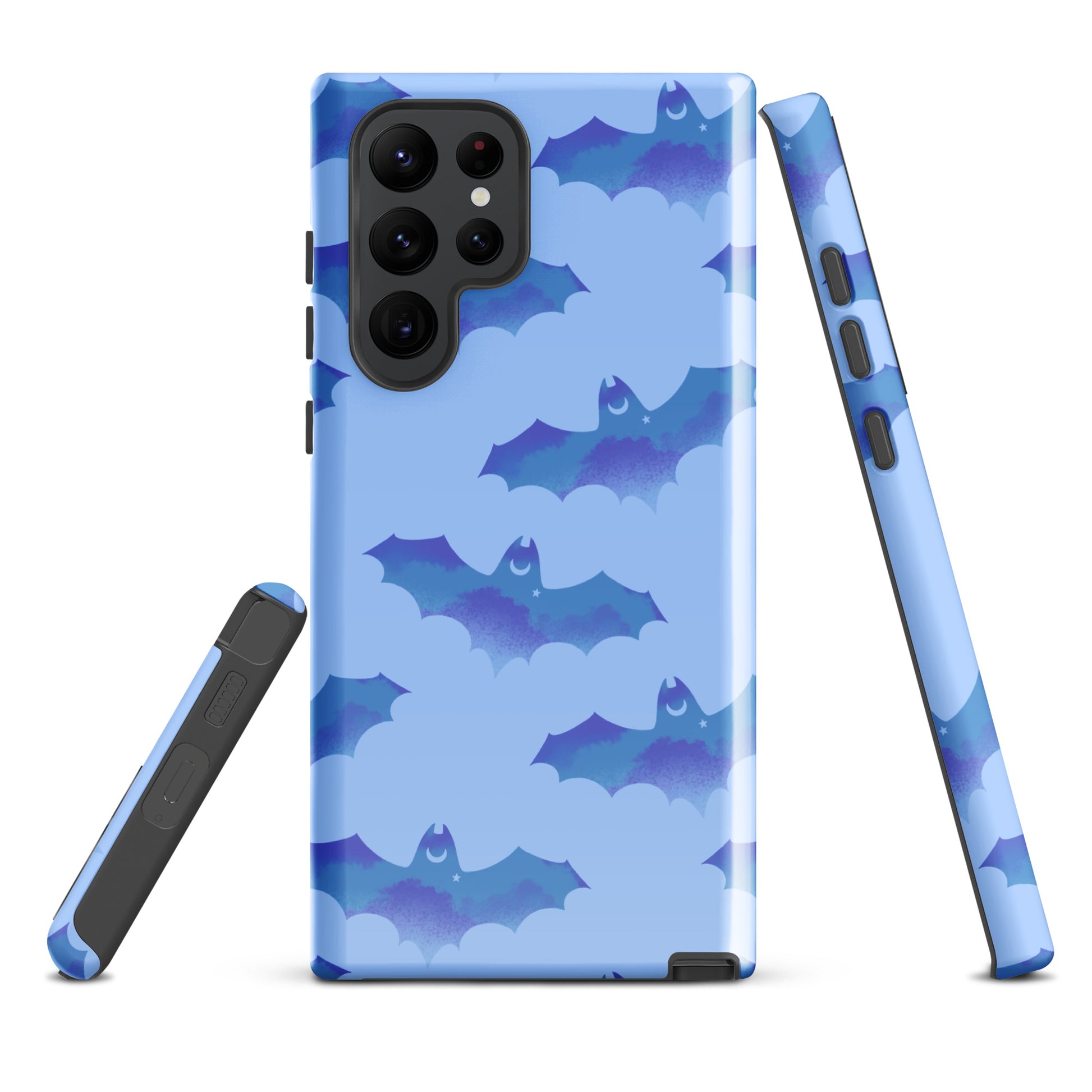Stylish Lilith Samsung® Tough Case features a blue bat design, offering sleek protection for your Galaxy S22 Ultra.