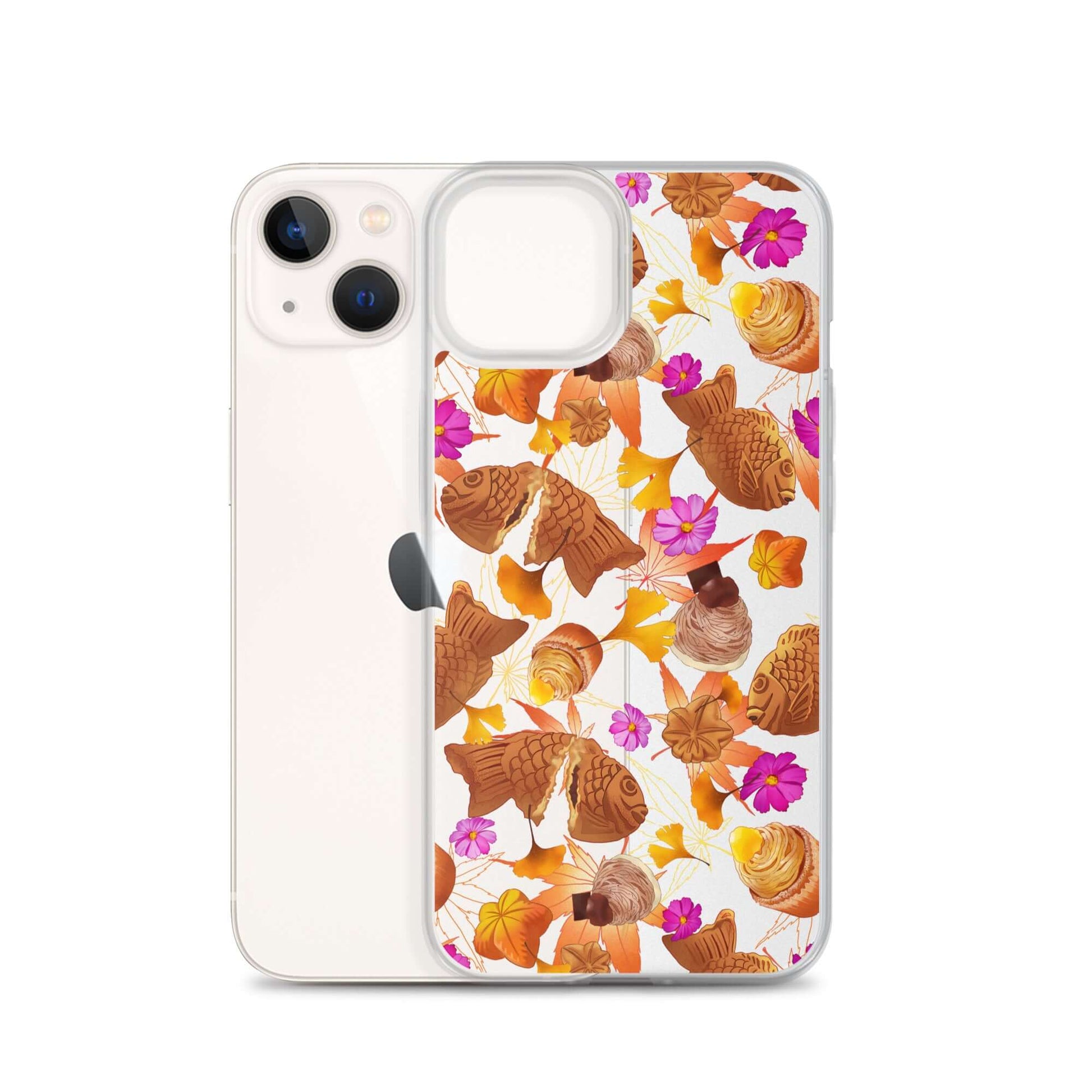Sleek Momiji iPhone® Clear Case featuring vibrant designs, offering protection from scratches and easy access to ports.