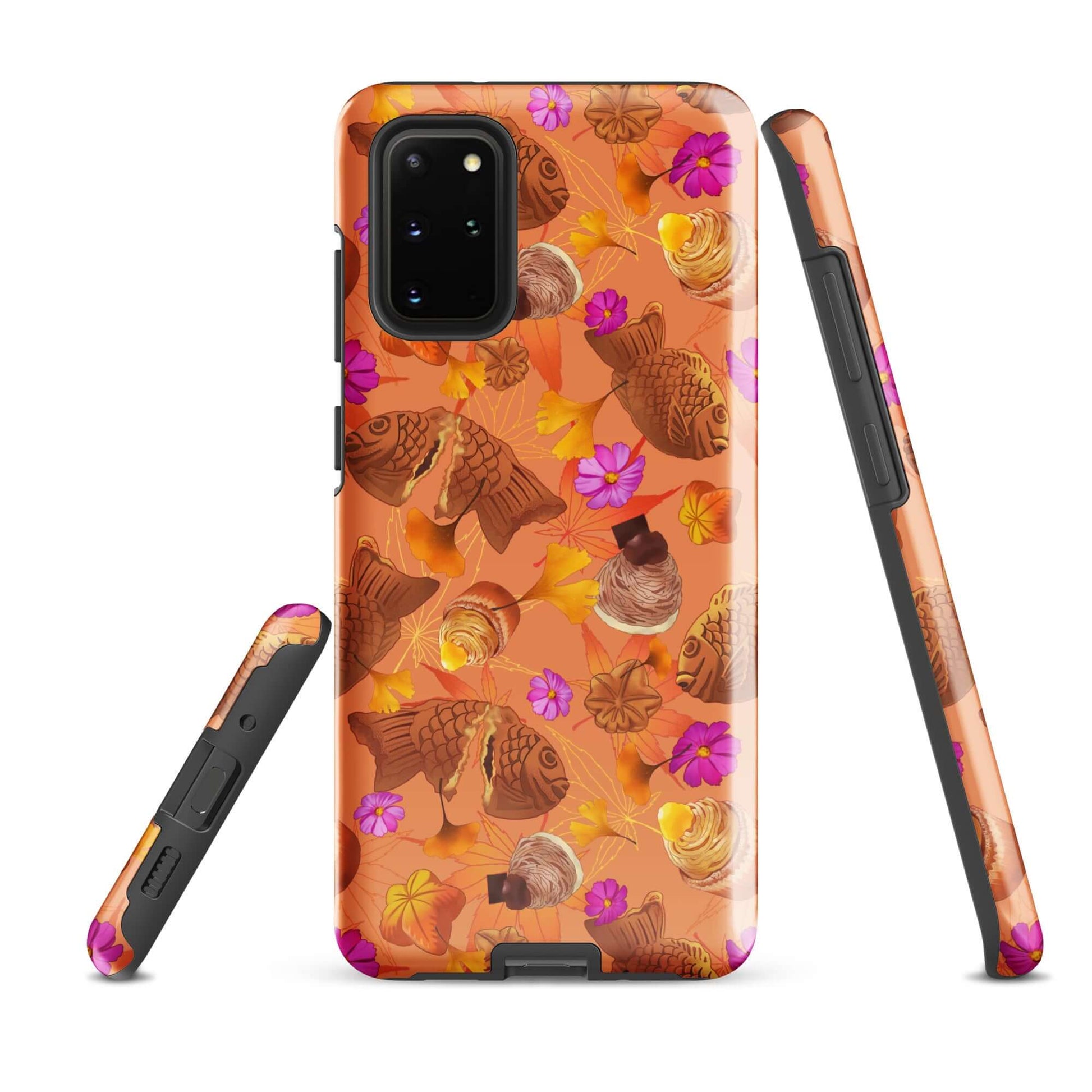 Stylish Momiji Samsung® Tough Case features a vibrant design with fish and flowers, ensuring protection and durability.