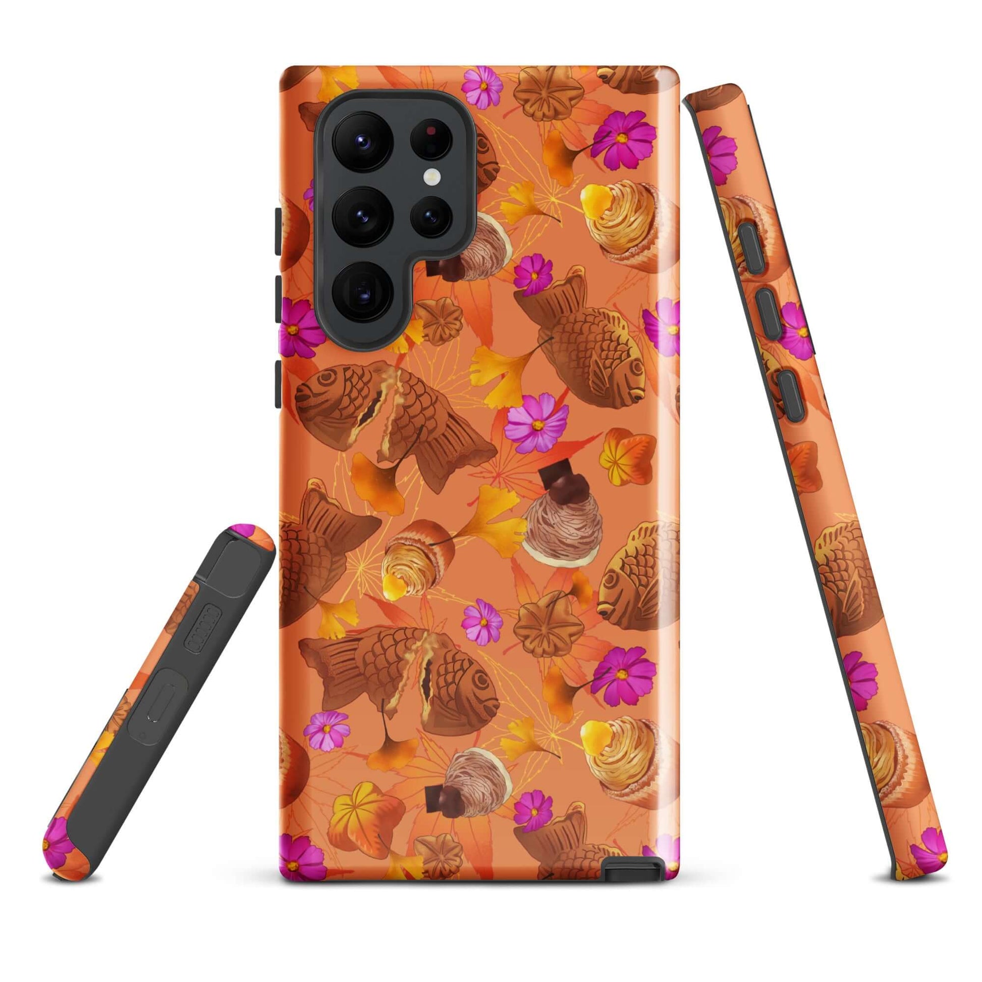 Stylish Momiji Samsung® Tough Case features a vibrant design, offering impact resistance and dual-layer protection.