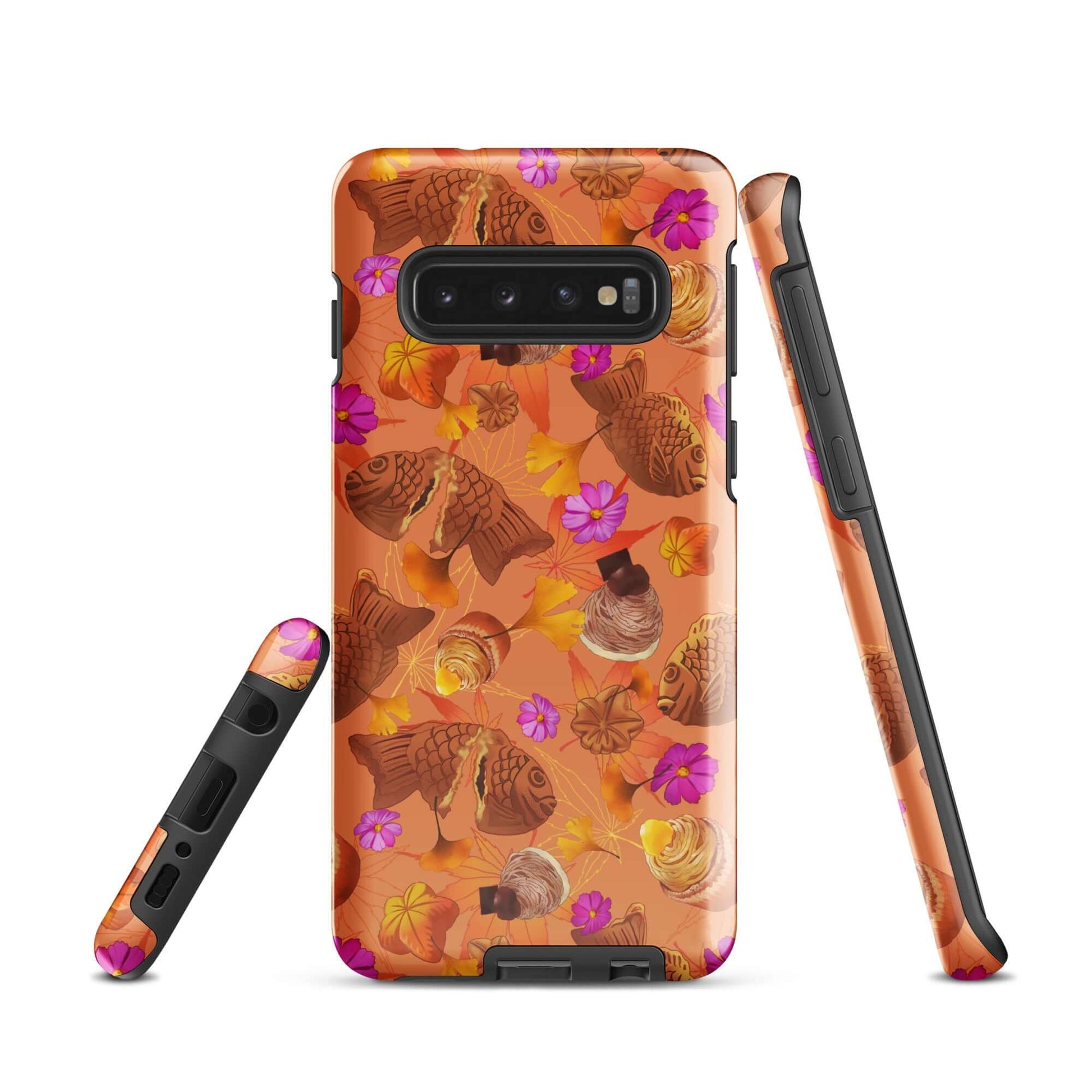 Stylish Momiji Samsung® Tough Case featuring floral and fish patterns for durable phone protection. Perfect for Galaxy S10.