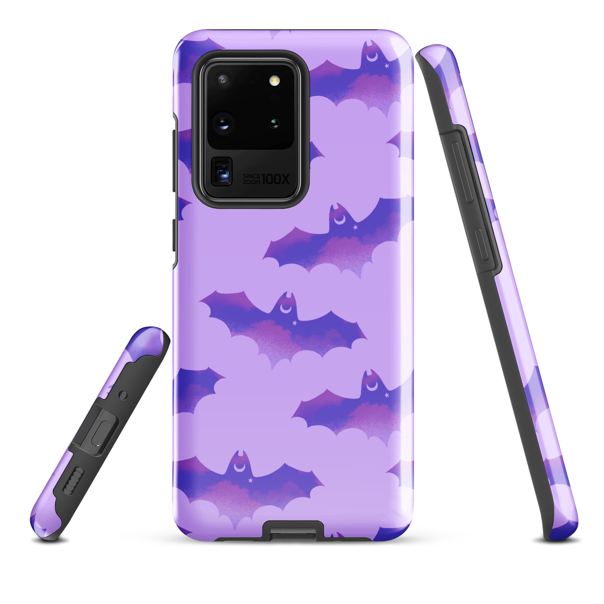 Stylish Morrigan Samsung® Tough Case featuring bat designs, ensuring protection and artful aesthetics for your phone.