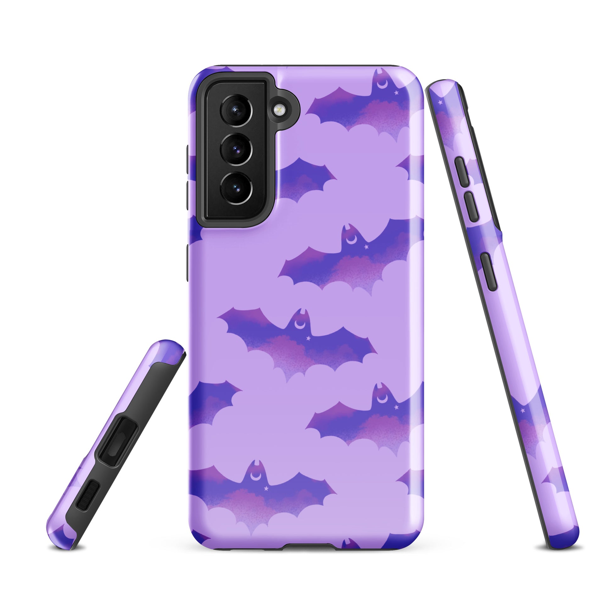 Morrigan Samsung® Tough Case features a stylish bat design, ensuring impact protection for your Galaxy S21 FE.
