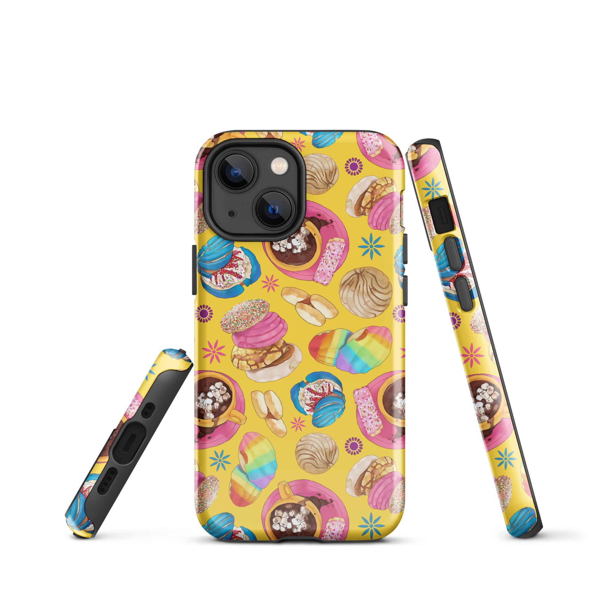 Stylish Pan Dulce iPhone® Tough Case featuring vibrant dessert patterns, offering durable, dual-layer protection.