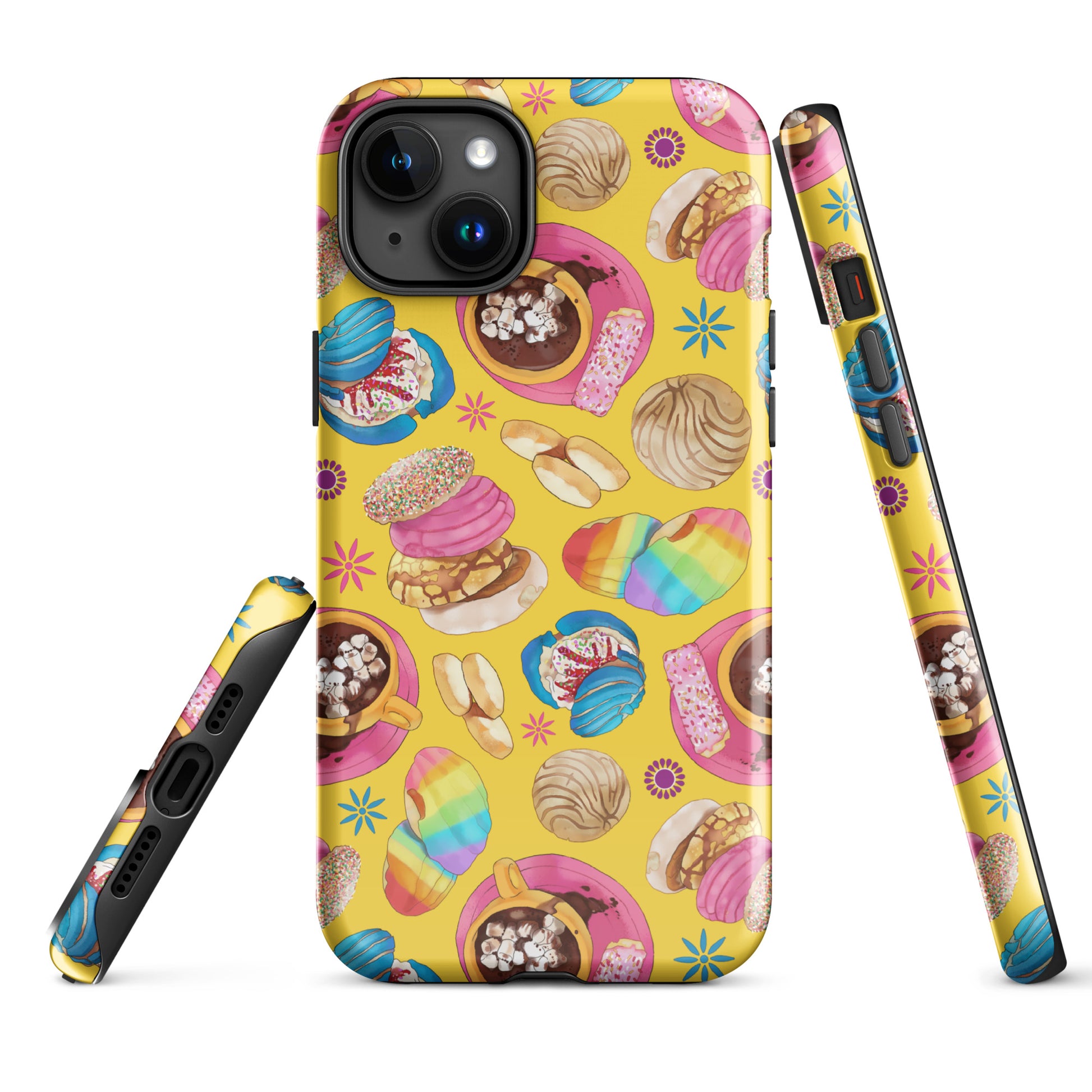 Stylish Pan Dulce iPhone® Tough Case featuring colorful pastries, offering durable protection for your device.