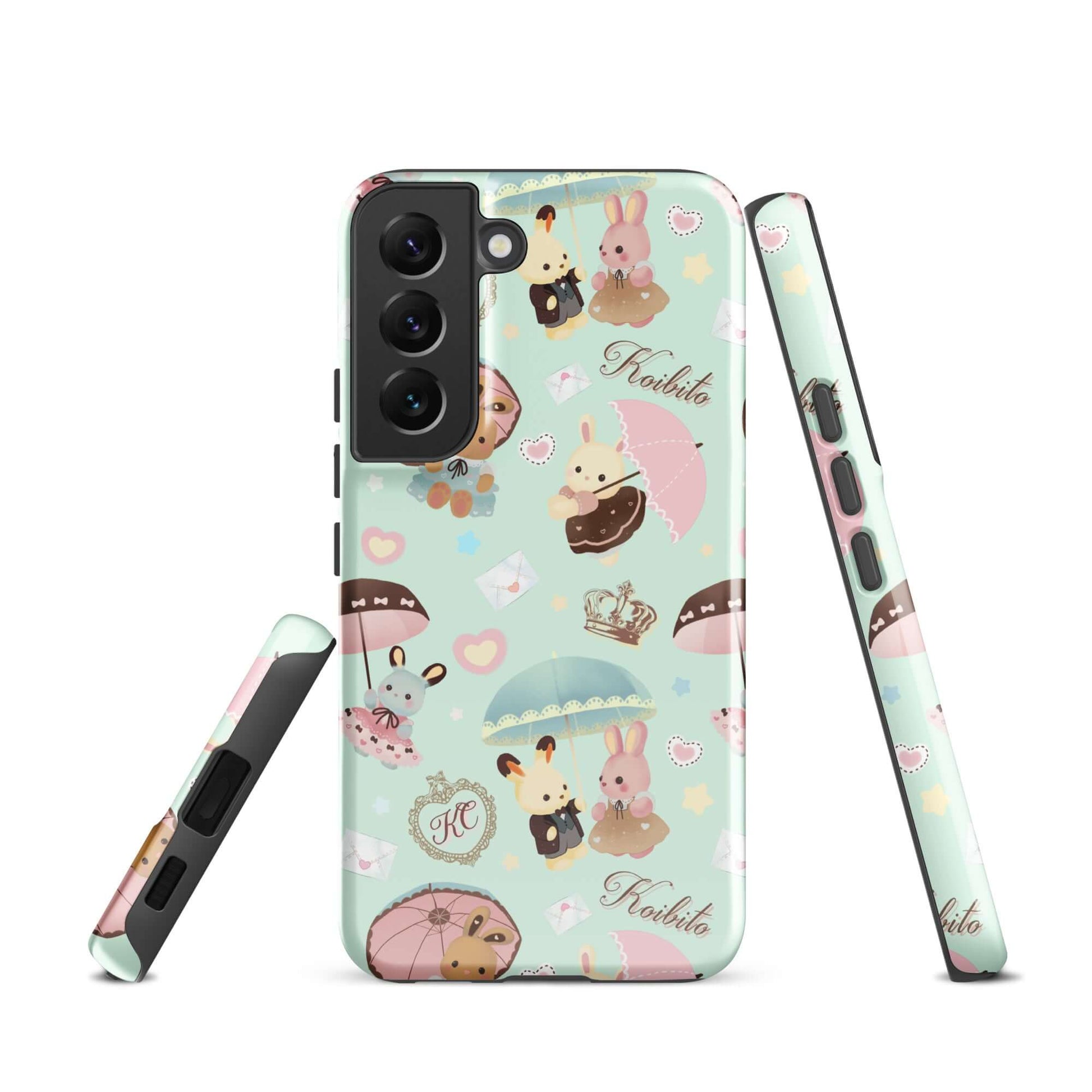 Stylish Parasol Bunny Samsung® Tough Case showcases cute bunnies and parasols, offering durability and artistic flair.