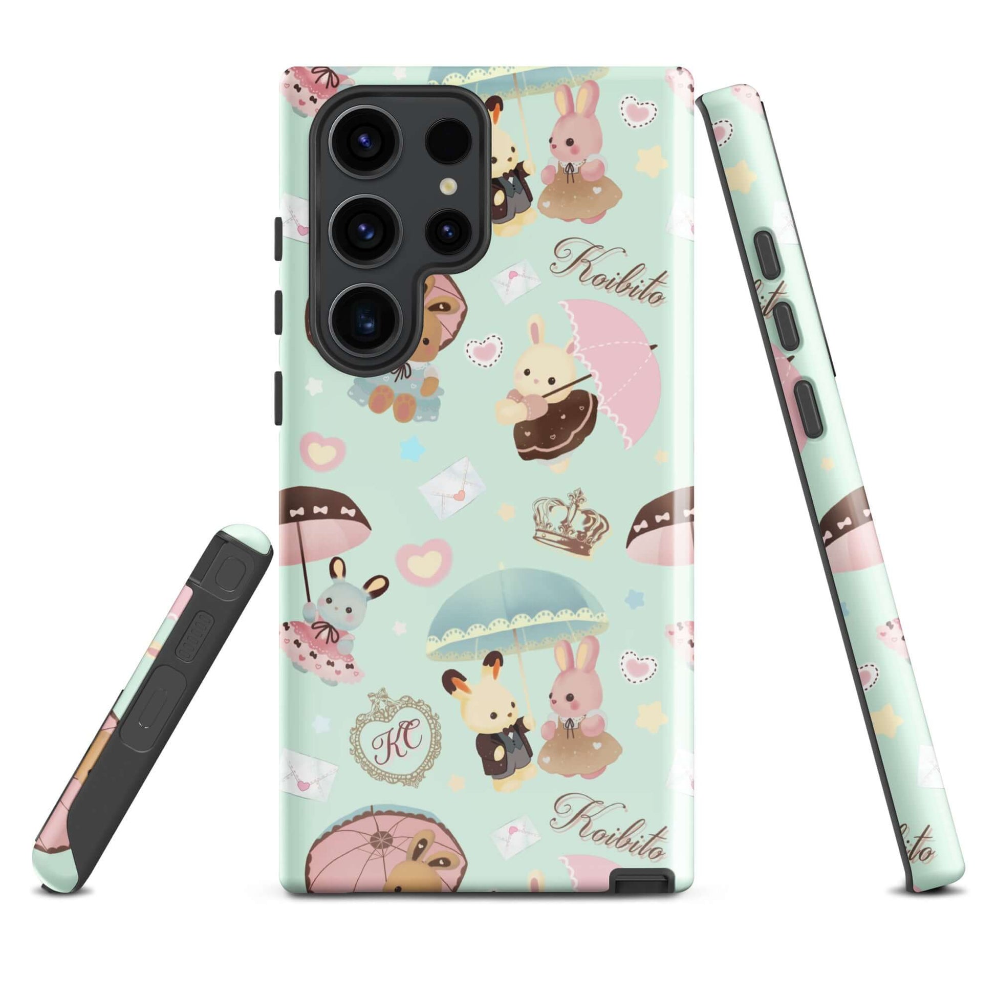 Colorful Parasol Bunny Samsung® Tough Case features adorable bunnies, ensuring style and protection for your phone.