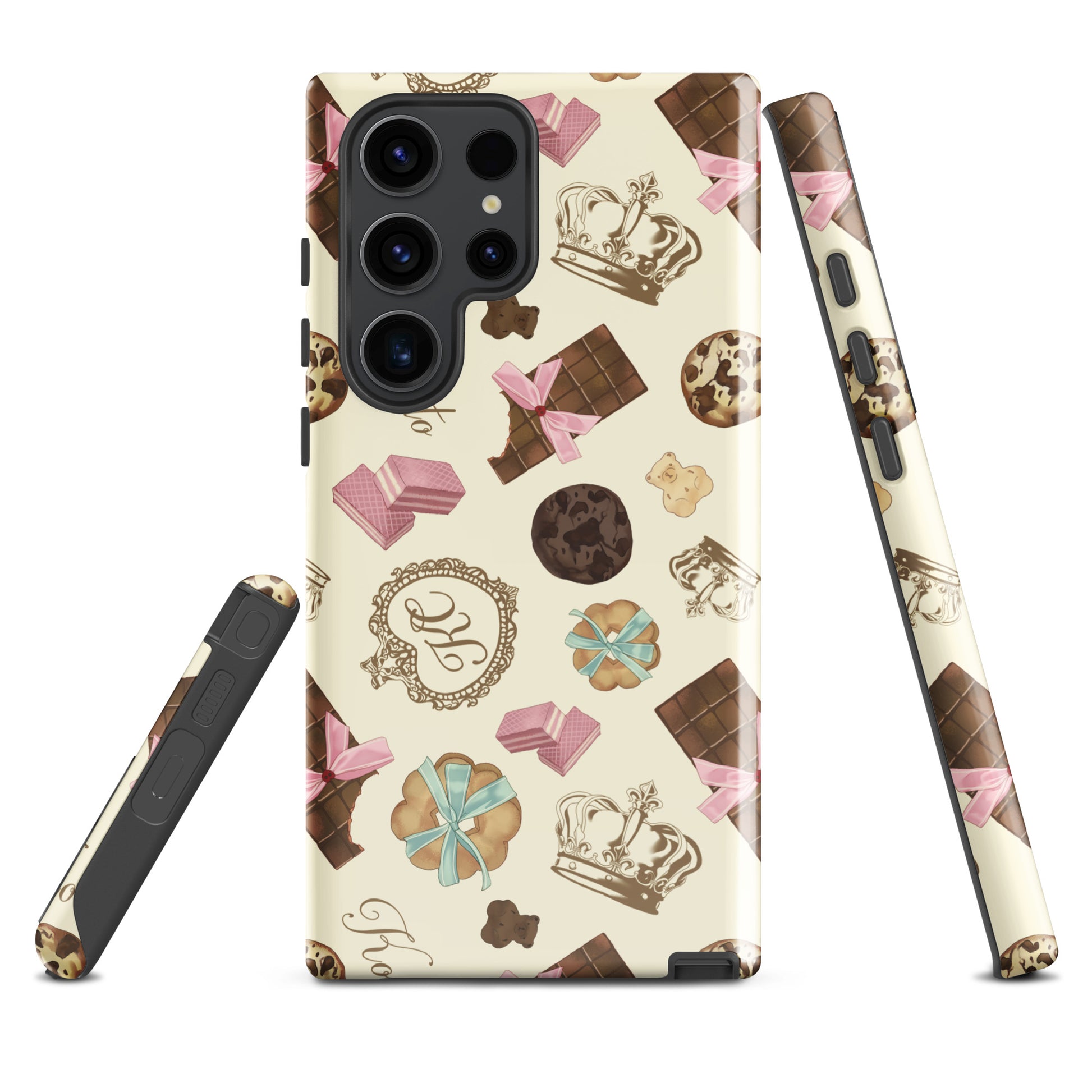 Stylish Royal Cookie Samsung® Tough Case features a chocolate-themed design, combining durability with artistic flair.
