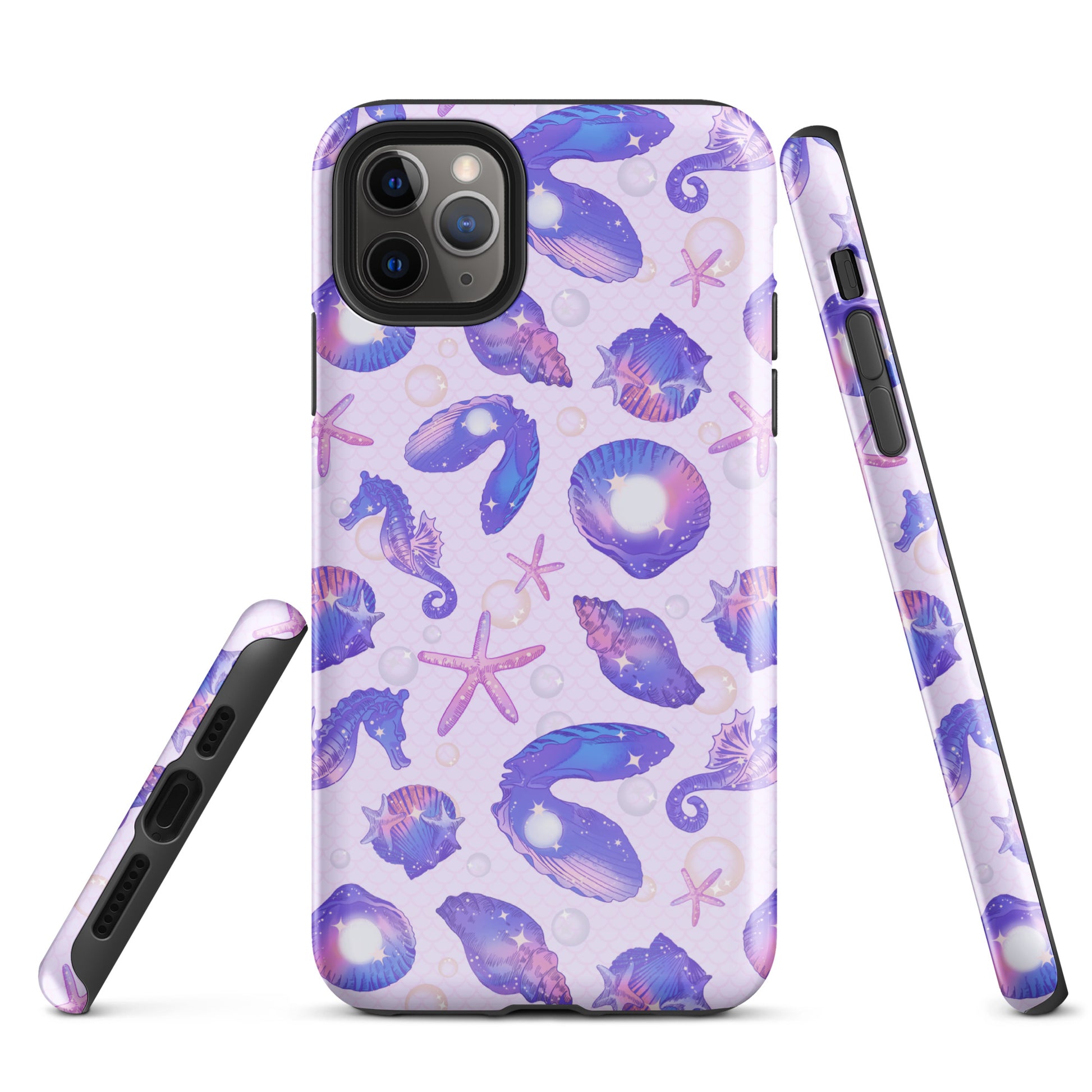 Stylish Sea Princess iPhone® Tough Case features a vibrant seashell design for durable, year-round phone protection.