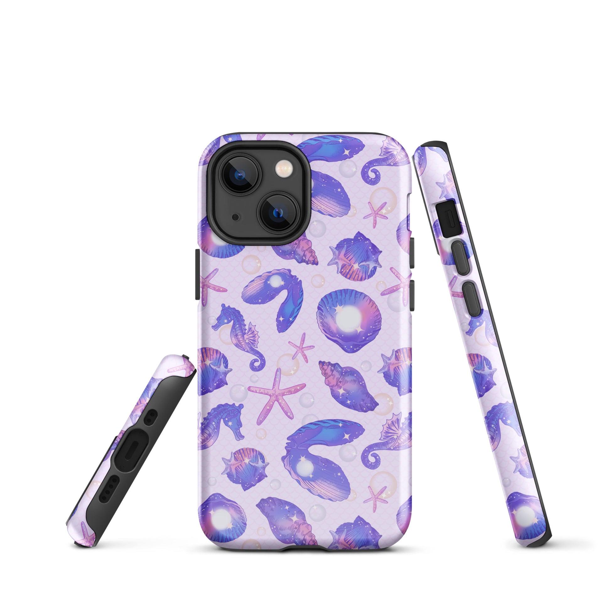 Stylish Sea Princess iPhone® Tough Case features vibrant shell designs, offering durable protection and a trendy look.