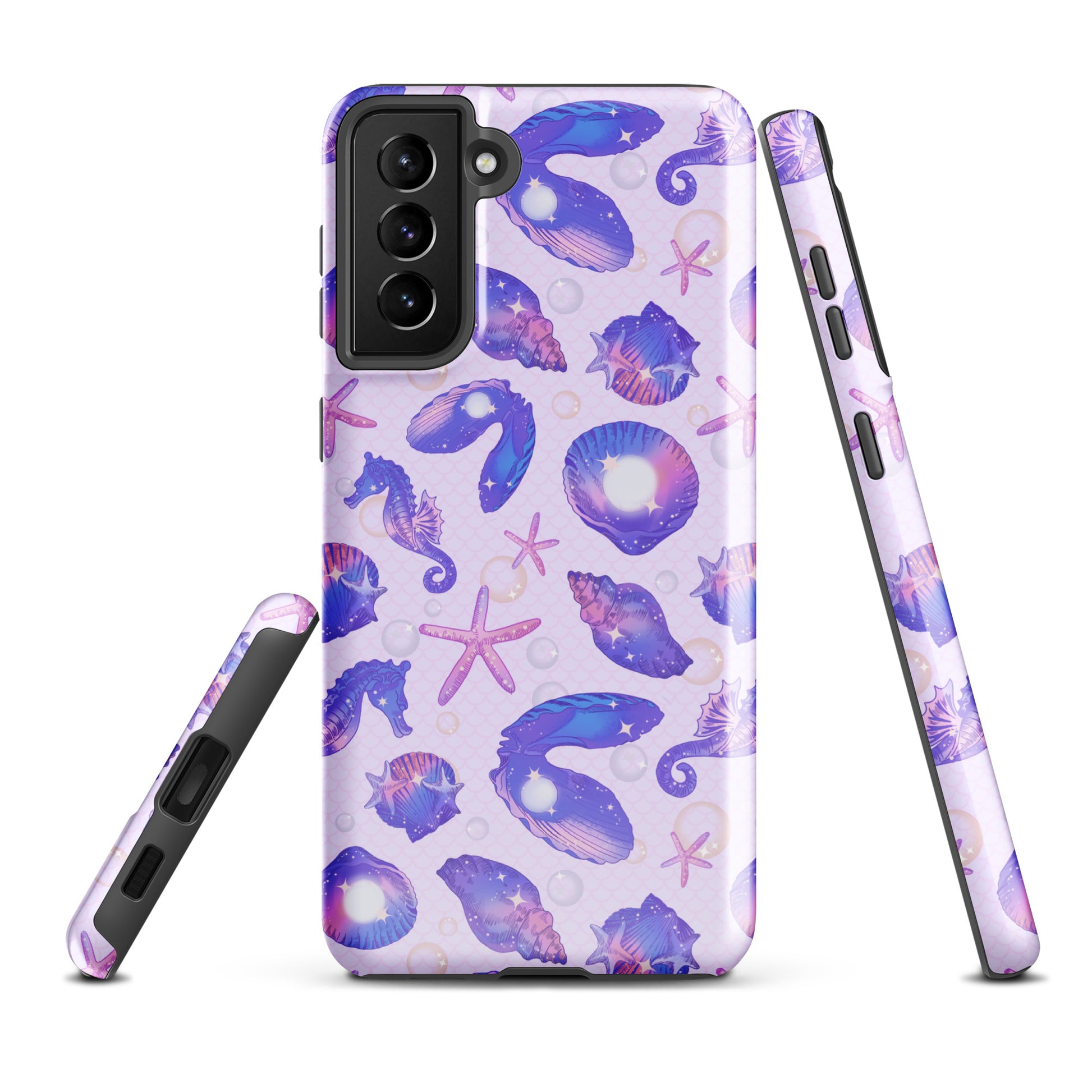 Stylish Sea Princess Samsung® Tough Case featuring seashells, perfect for protection and aesthetics on your Galaxy S21 Plus.