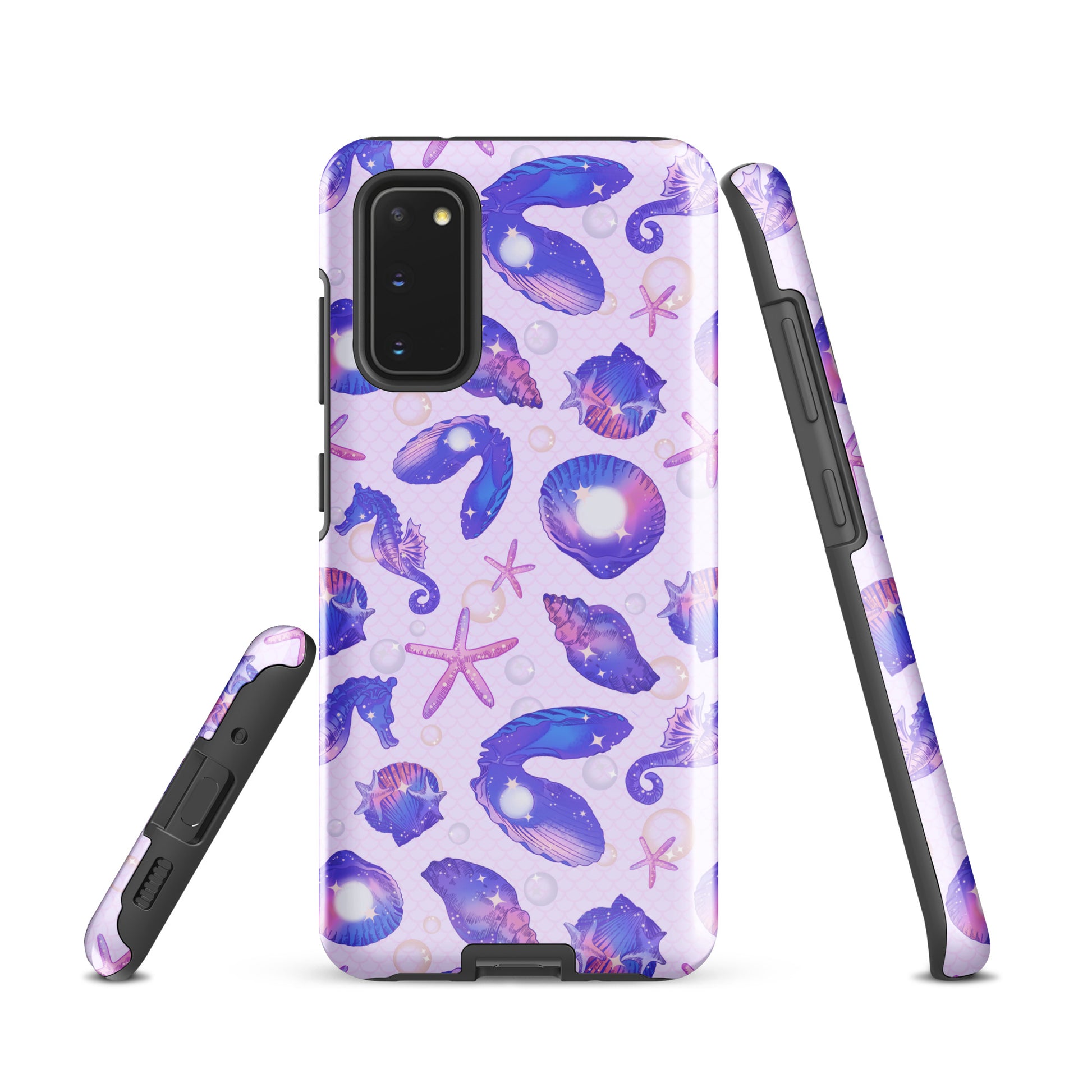 Stylish Sea Princess Samsung® Tough Case featuring seashell designs for durability and protection from bumps.